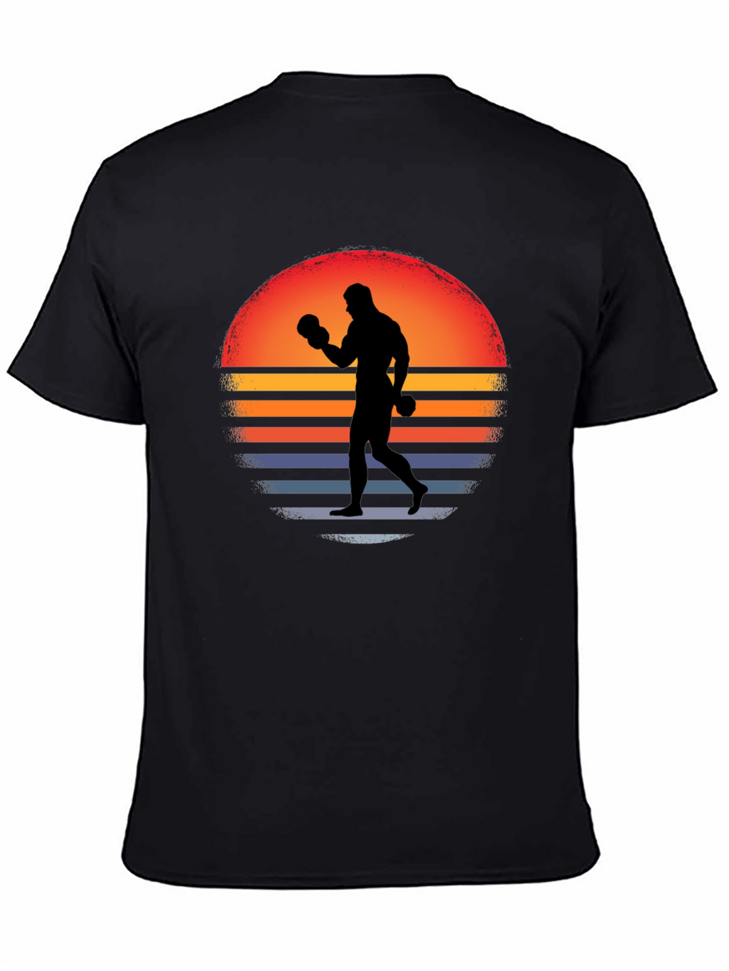 Retro Boxer T-Shirt - Sunset Silhouette Graphic Tee