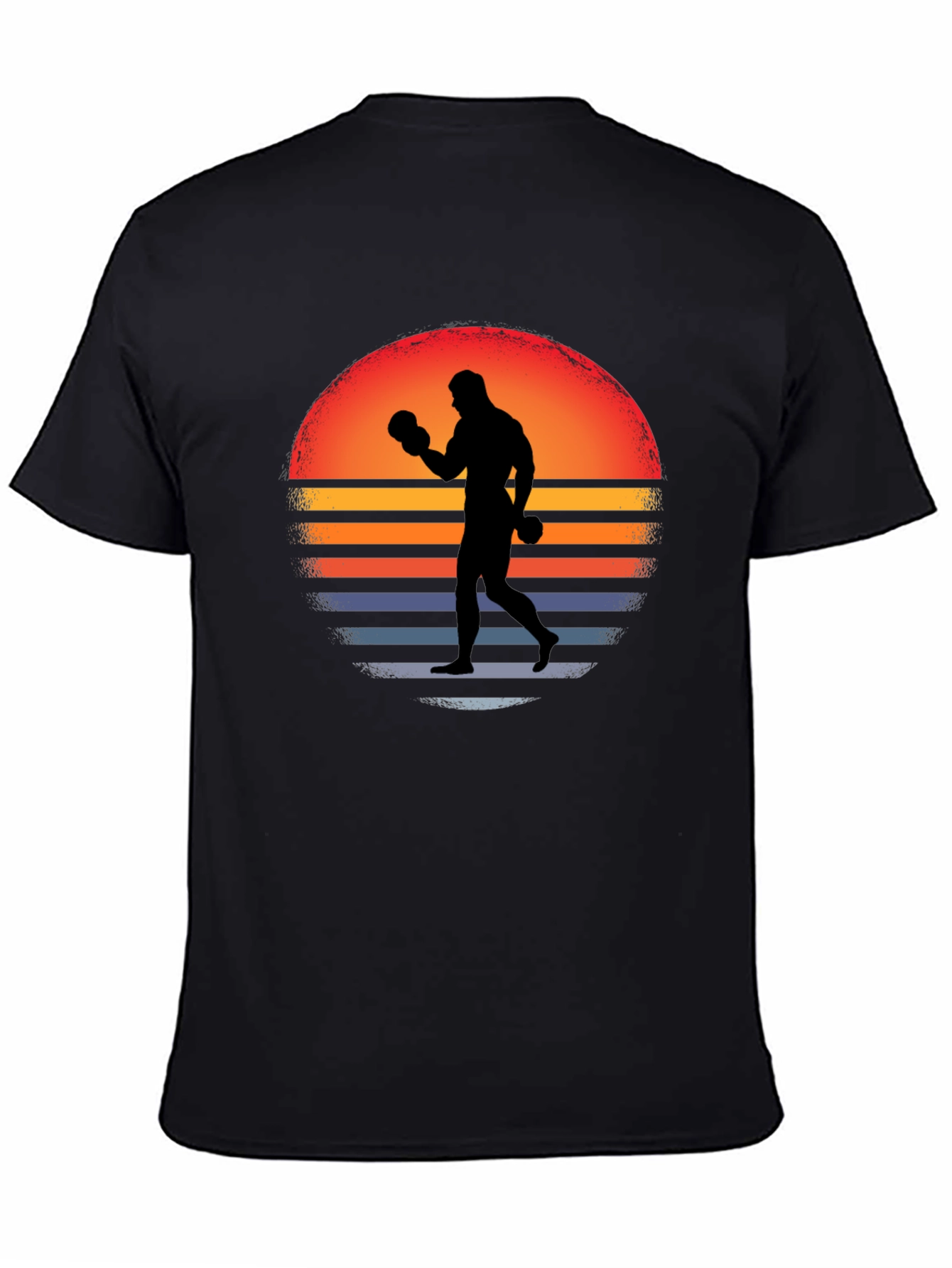 Retro Boxer T-Shirt - Sunset Silhouette Graphic Tee