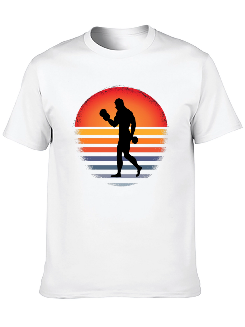 Retro Boxer T-Shirt - Sunset Silhouette Graphic Tee