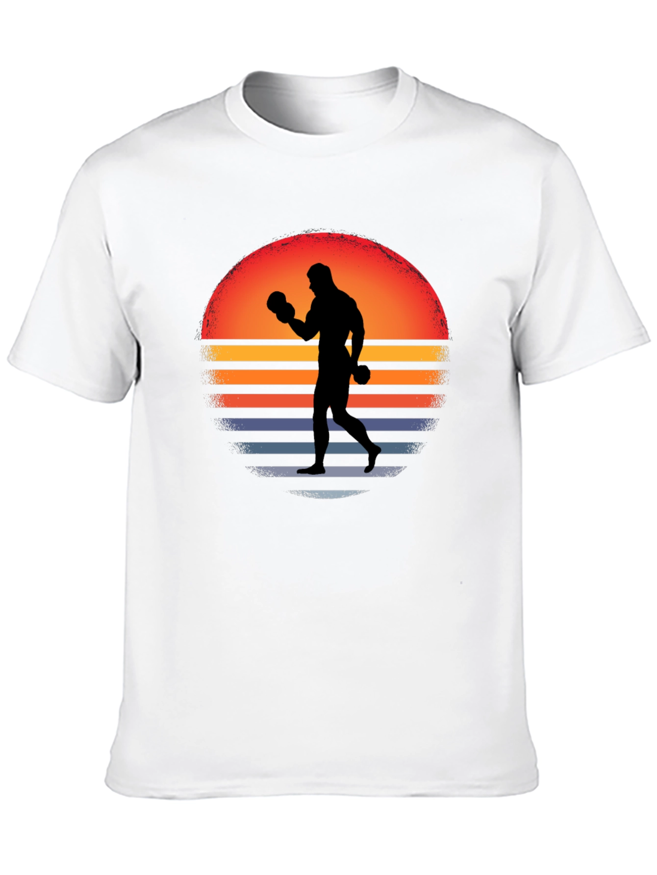 Retro Boxer T-Shirt - Sunset Silhouette Graphic Tee
