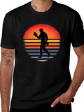 Retro Boxer T-Shirt - Sunset Silhouette Graphic Tee
