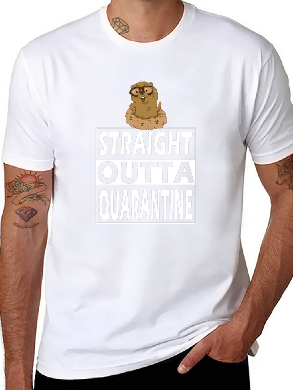 Straight Outta Quarantine T-Shirt Funny Groundhog