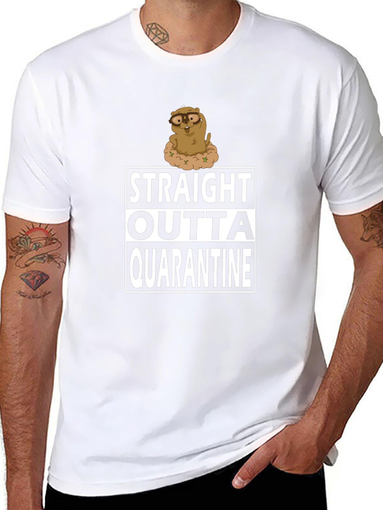 Straight Outta Quarantine T-Shirt Funny Groundhog
