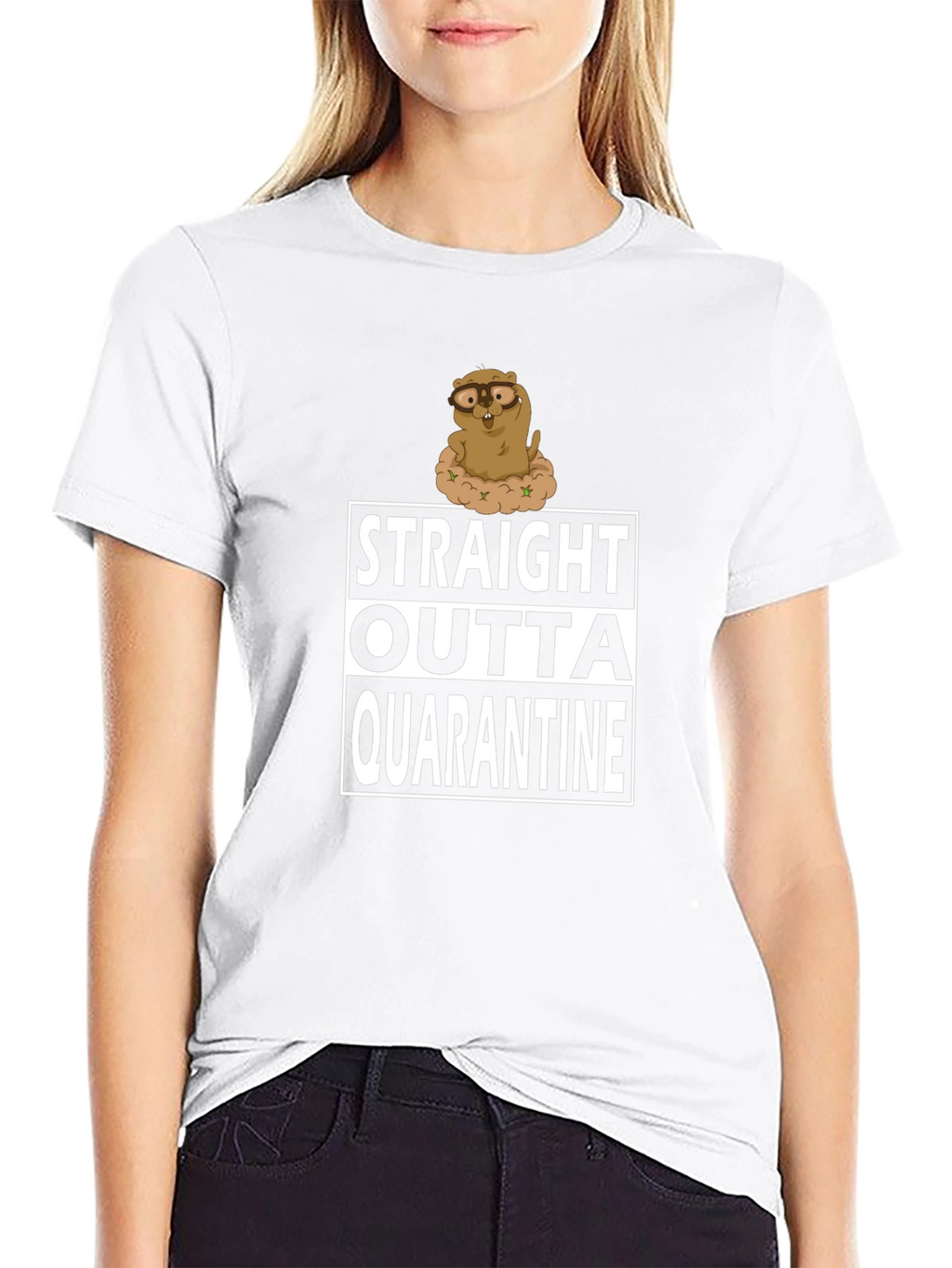 Straight Outta Quarantine T-Shirt Funny Groundhog