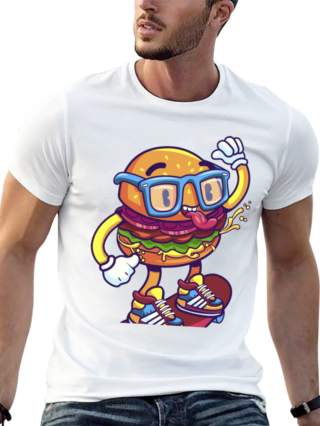 Cool Burger Skateboarder Graphic Tee