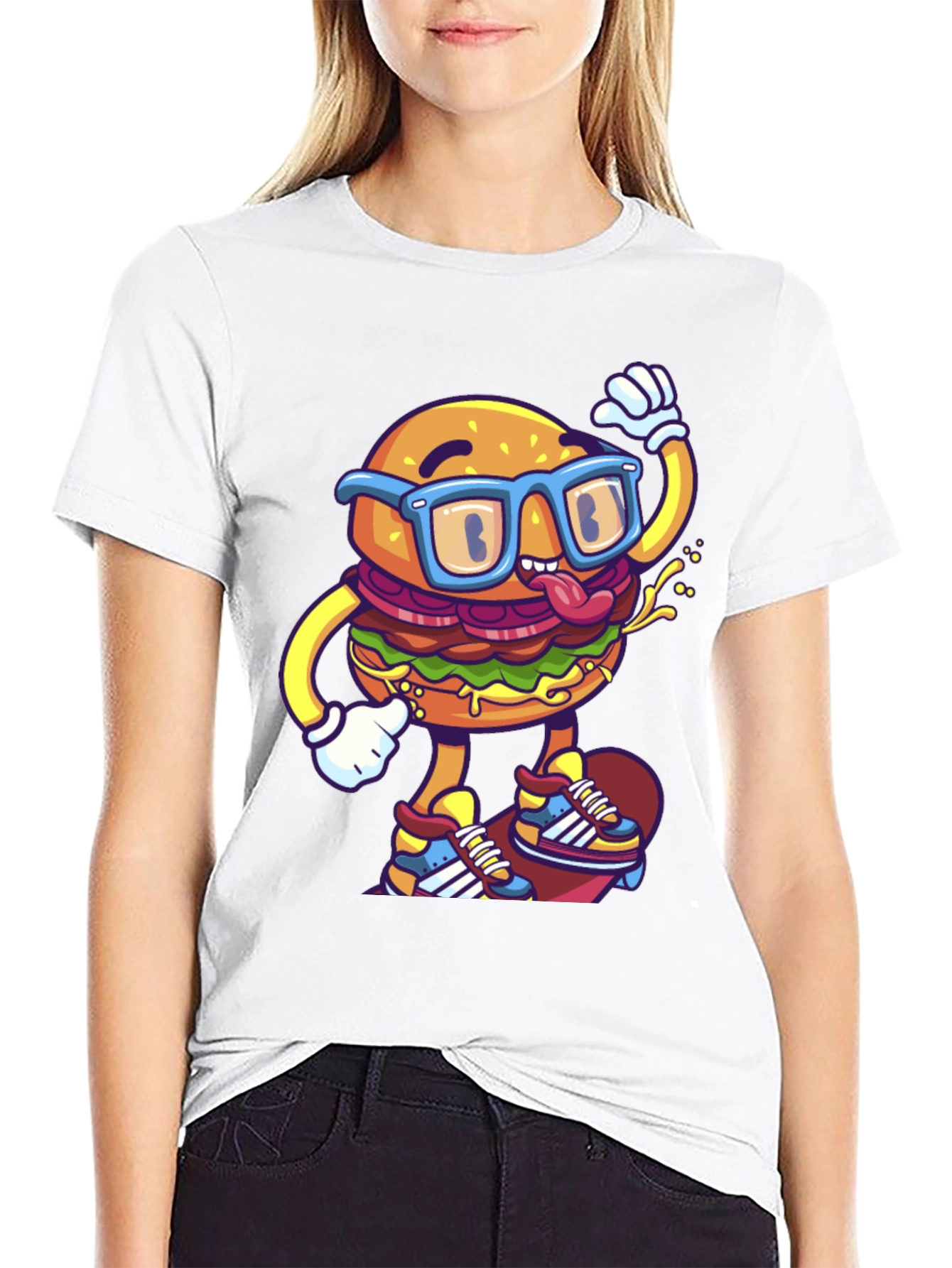 Cool Burger Skateboarder Graphic Tee