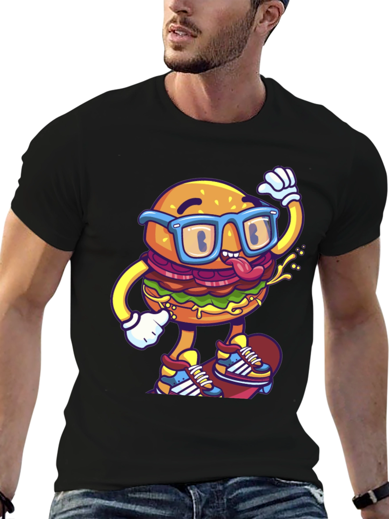 Cool Burger Skateboarder Graphic Tee