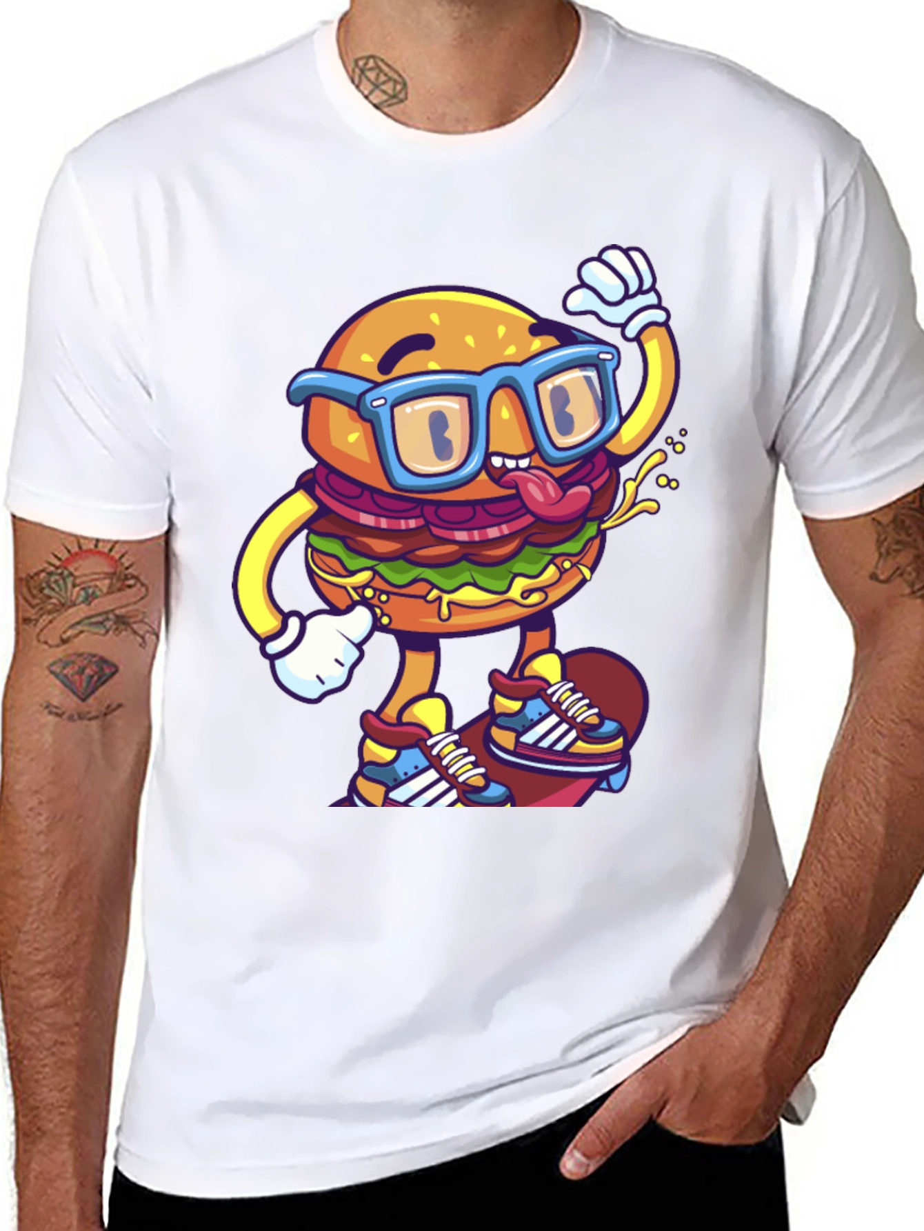 Cool Burger Skateboarder Graphic Tee