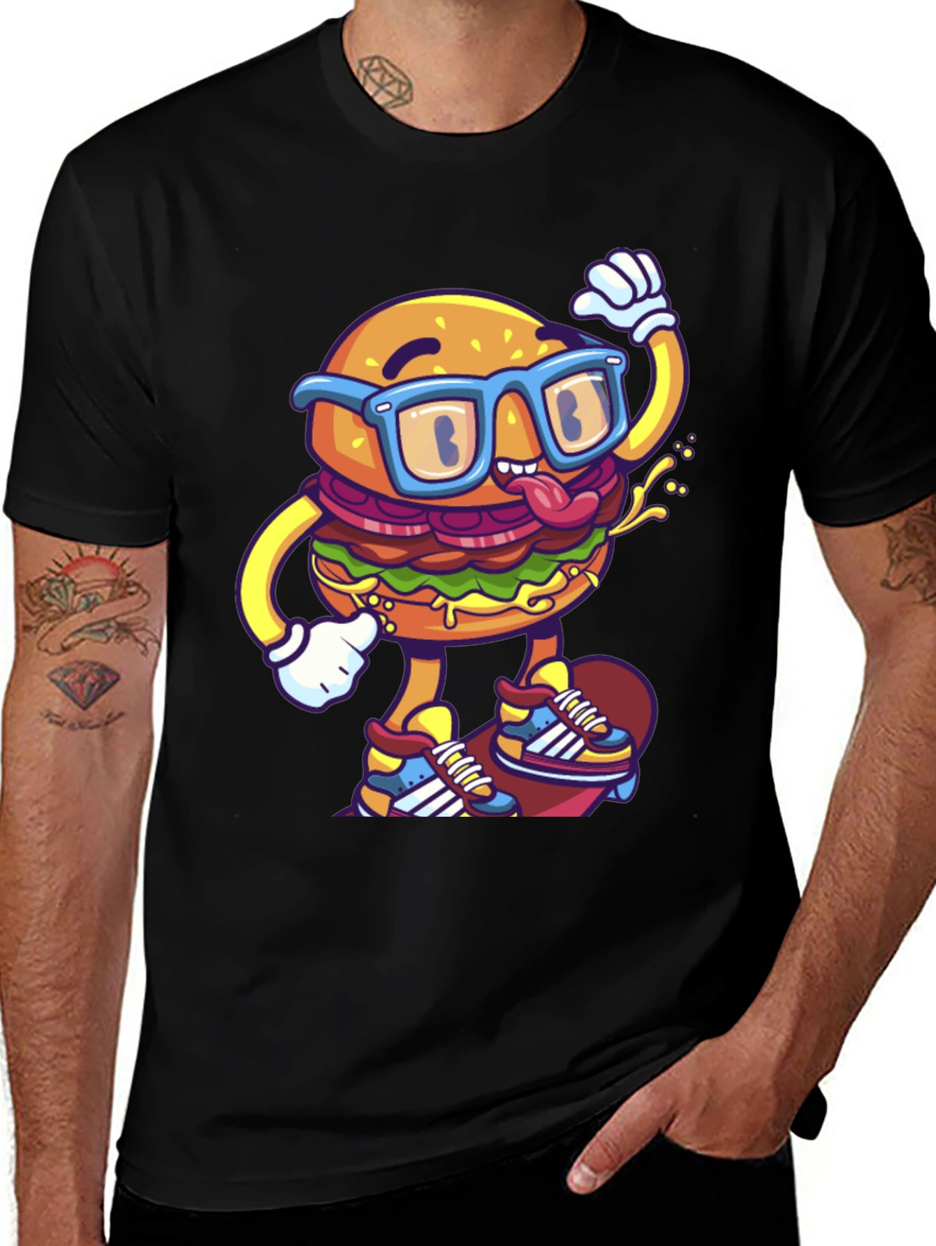 Cool Burger Skateboarder Graphic Tee