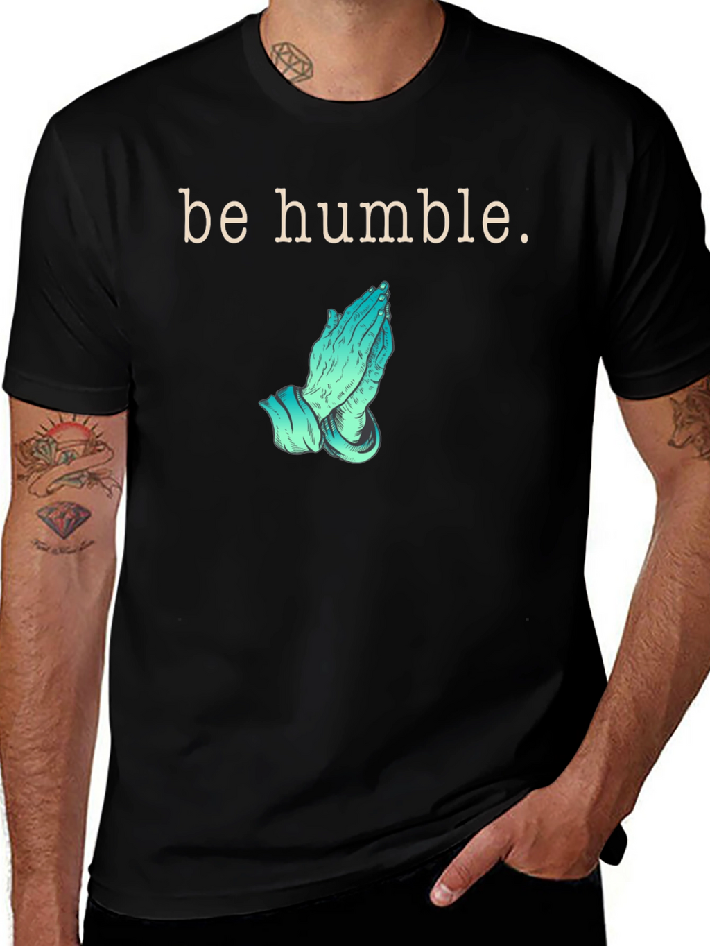 Be Humble Praying Hands Graphic T-Shirt