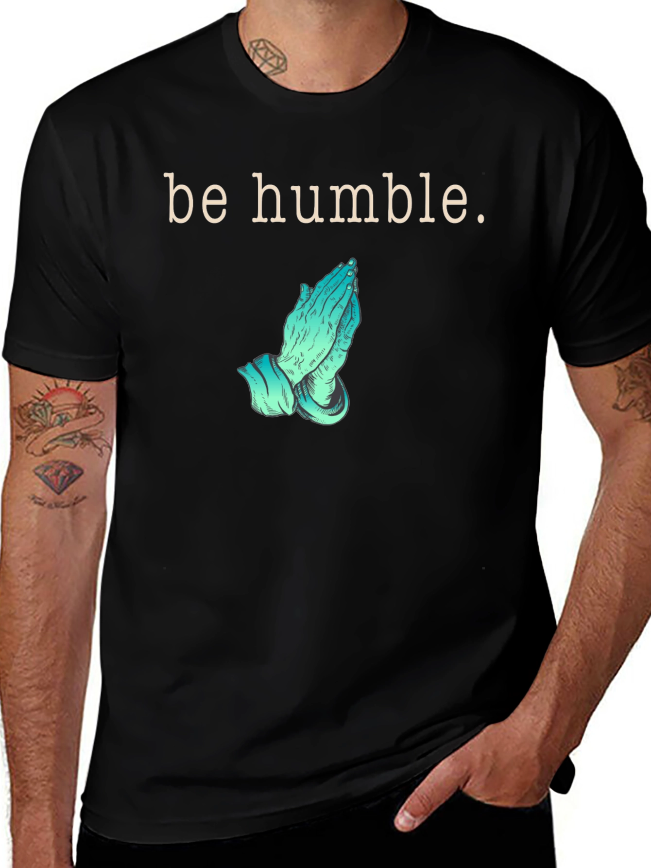 Be Humble Praying Hands Graphic T-Shirt