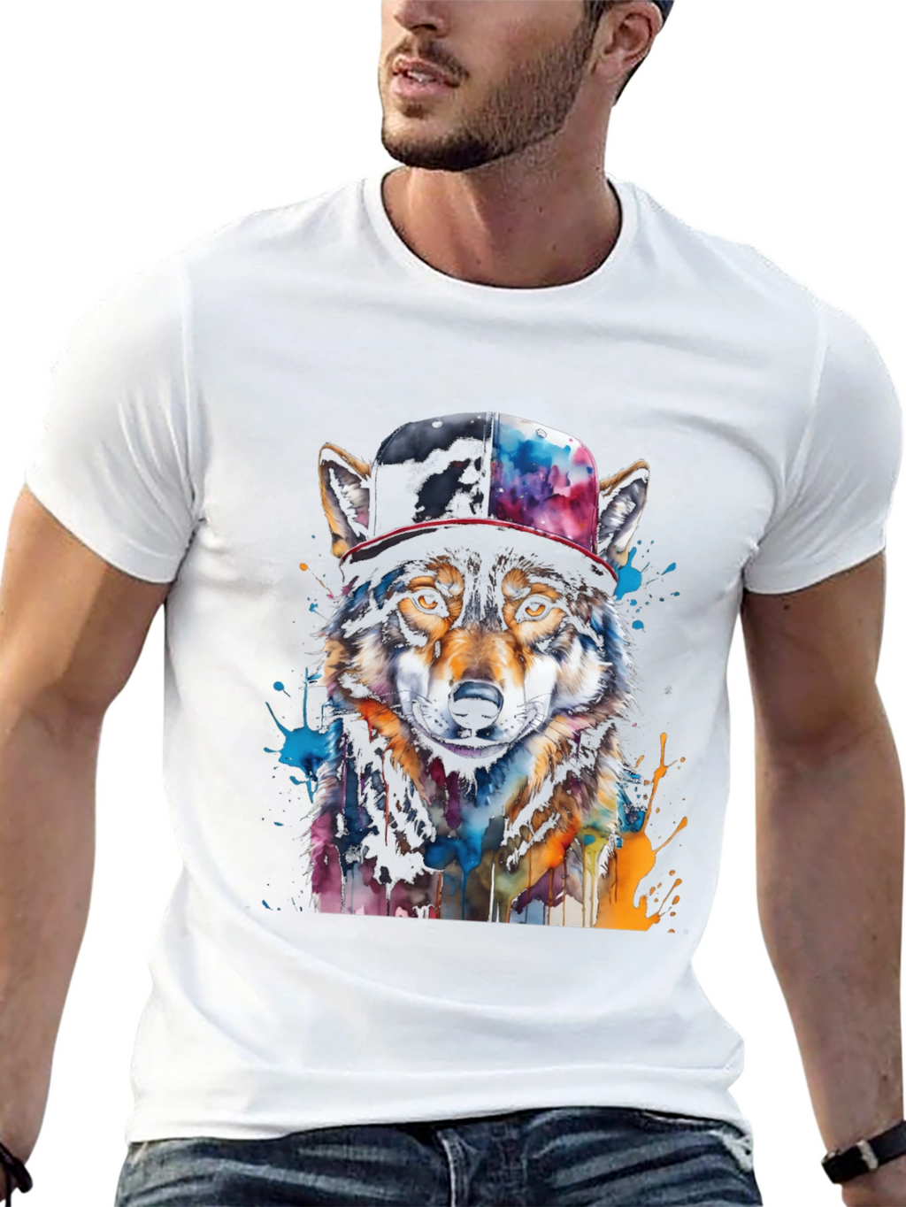 Wolf Graphic Tee - Urban Style Animal Print T-Shirt