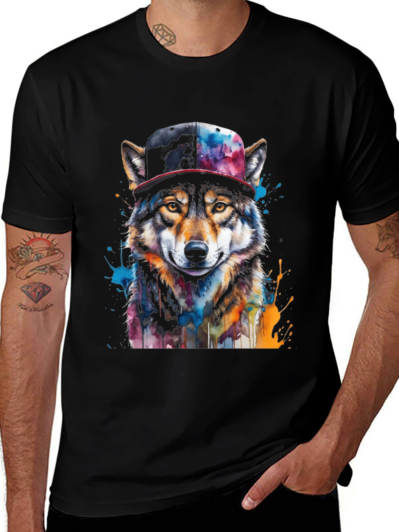 Wolf Graphic Tee - Urban Style Animal Print T-Shirt