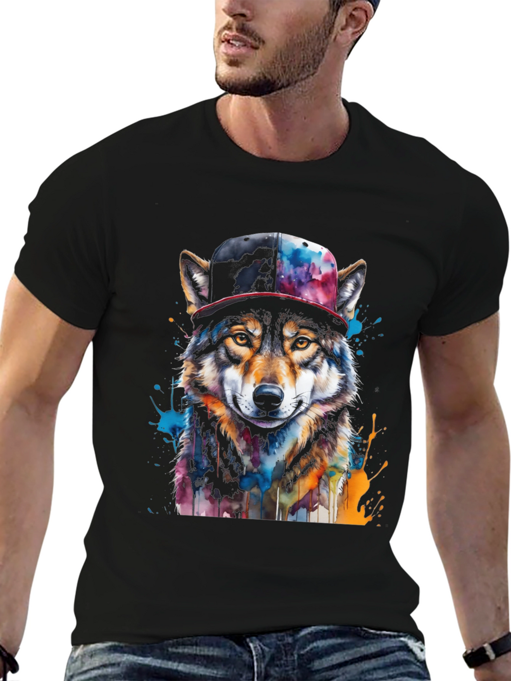 Wolf Graphic Tee - Urban Style Animal Print T-Shirt