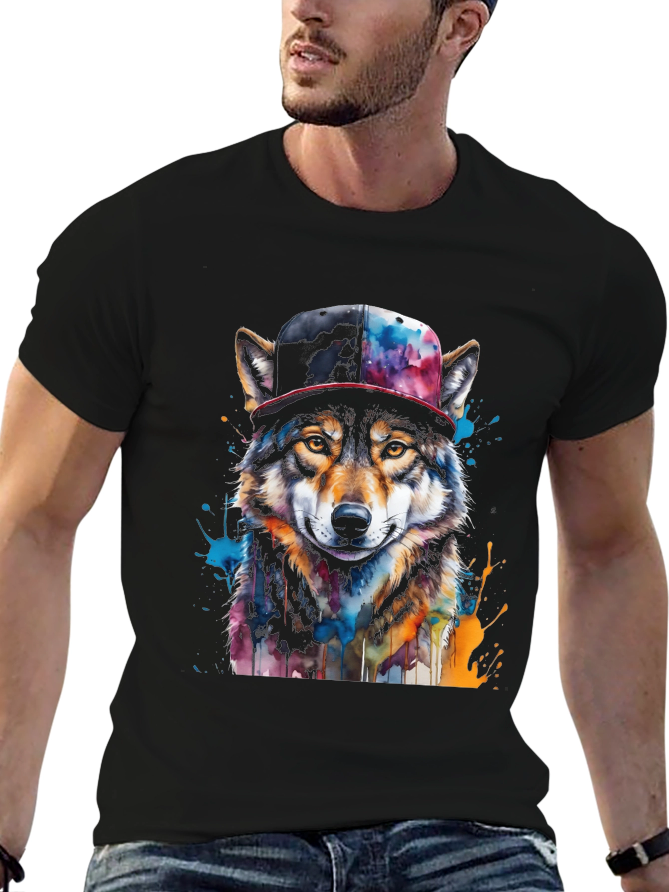 Wolf Graphic Tee - Urban Style Animal Print T-Shirt