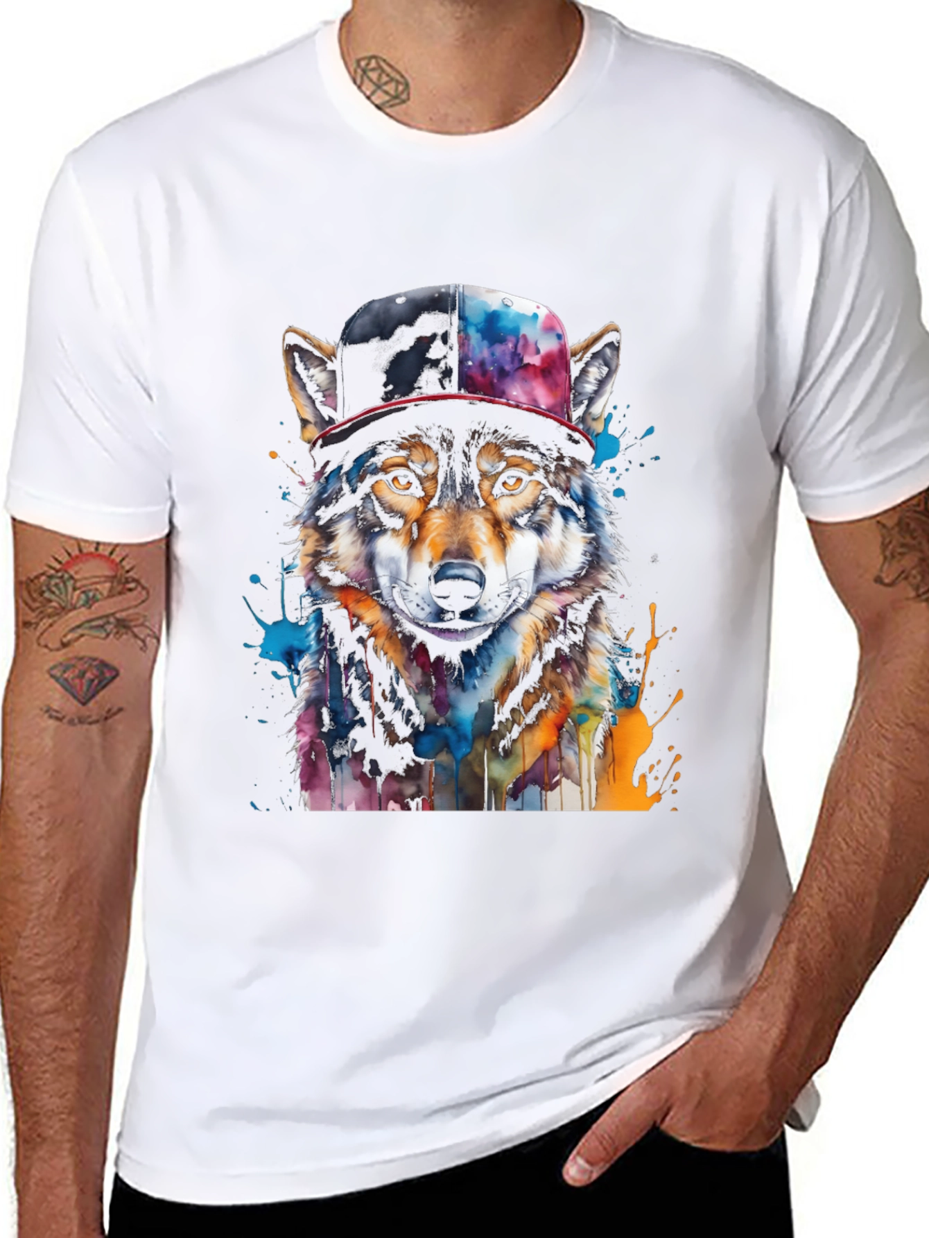 Wolf Graphic Tee - Urban Style Animal Print T-Shirt