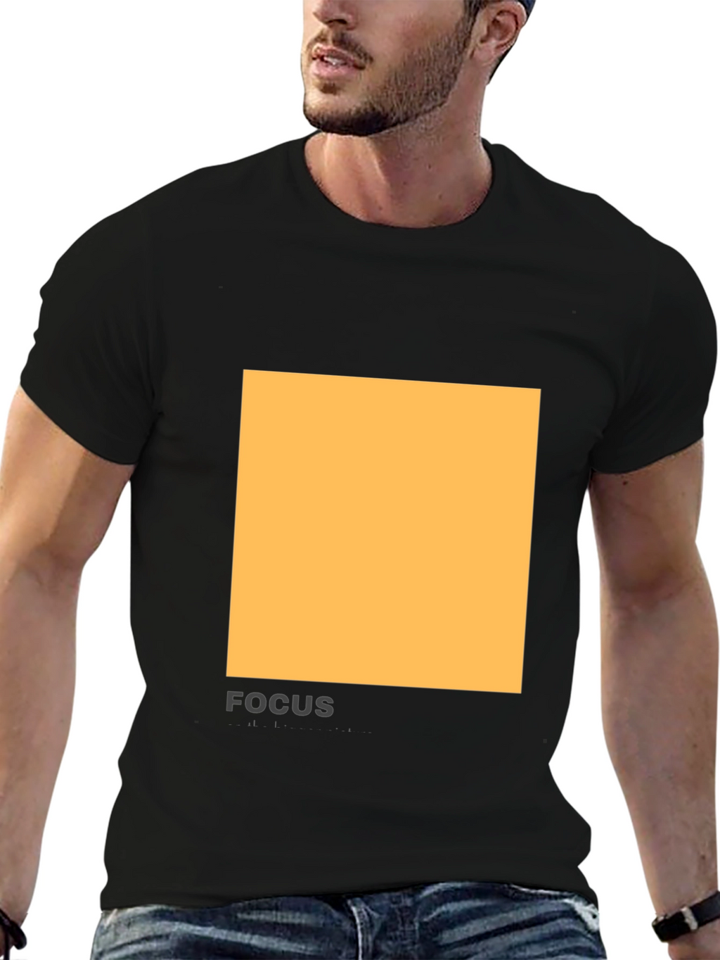 Modern Black T-Shirt with Abstract Square Design