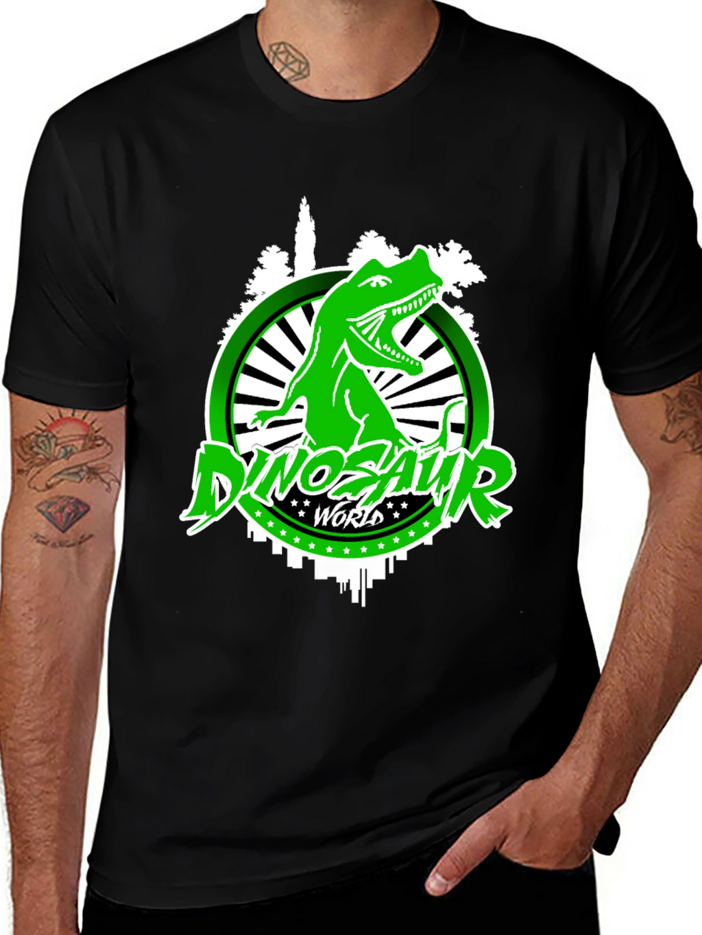Dinosaur World Graphic T-Shirt - Black