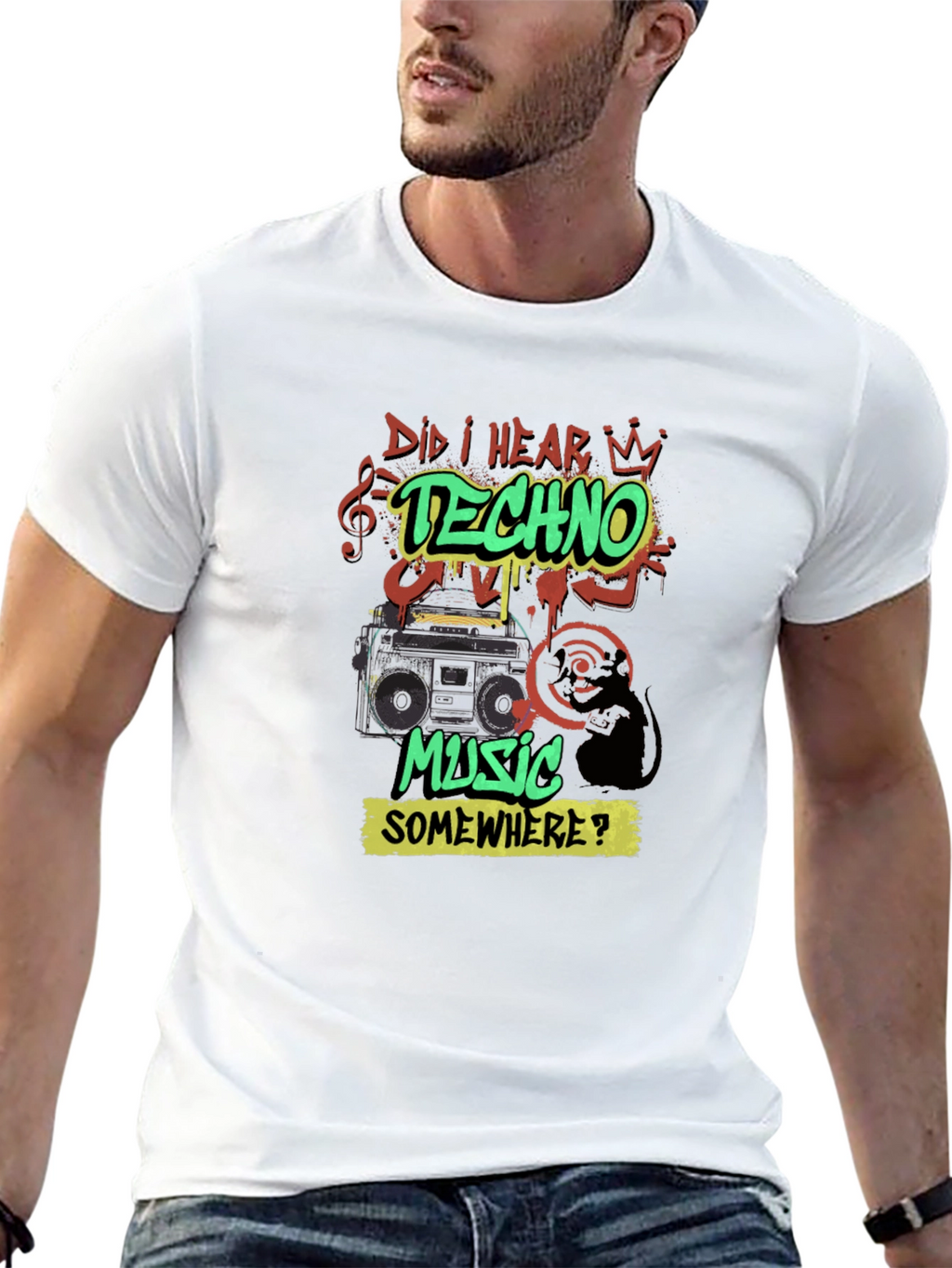 Techno Music Graphic Print T-Shirt
