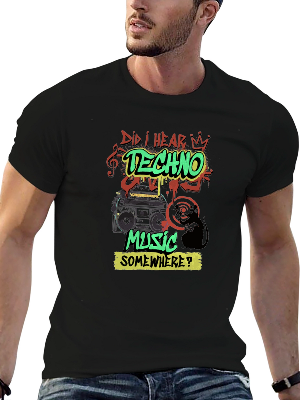 Techno Music Graphic Print T-Shirt