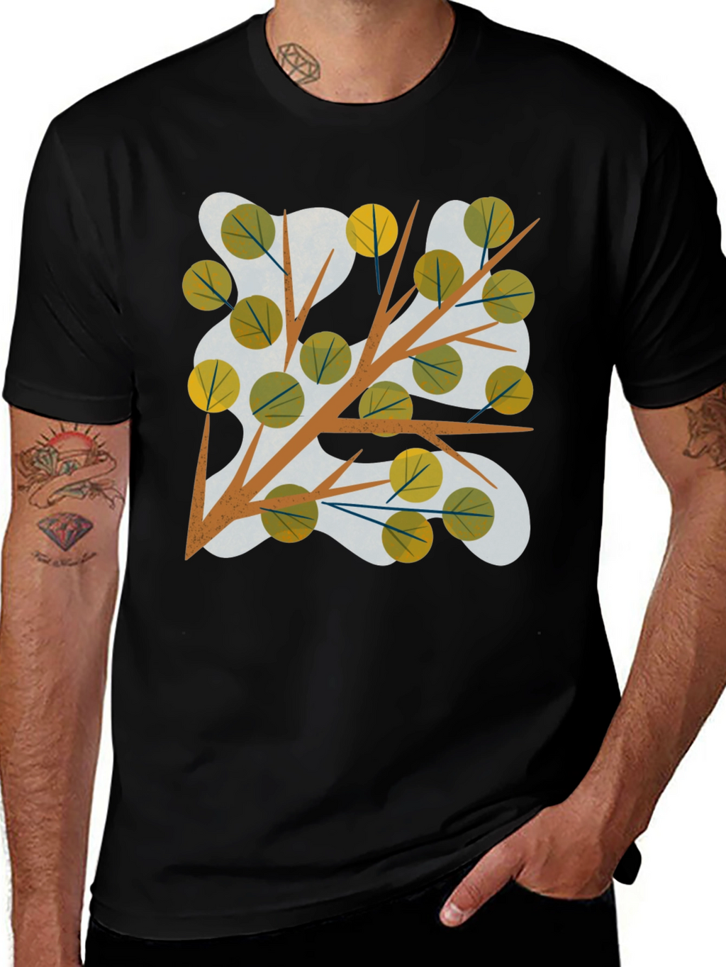 Abstract Tree Branch Graphic Tee - Modern Style