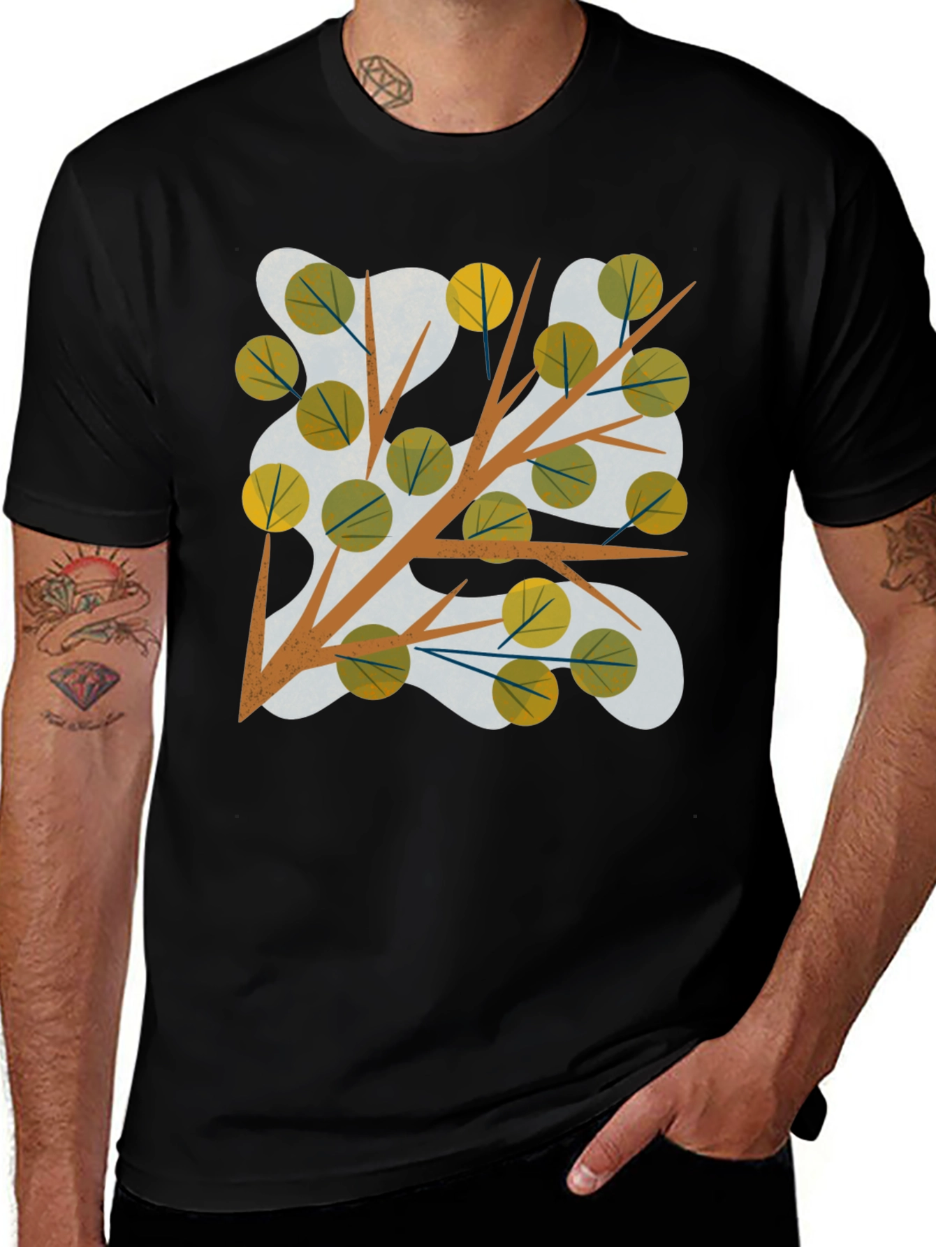 Abstract Tree Branch Graphic Tee - Modern Style