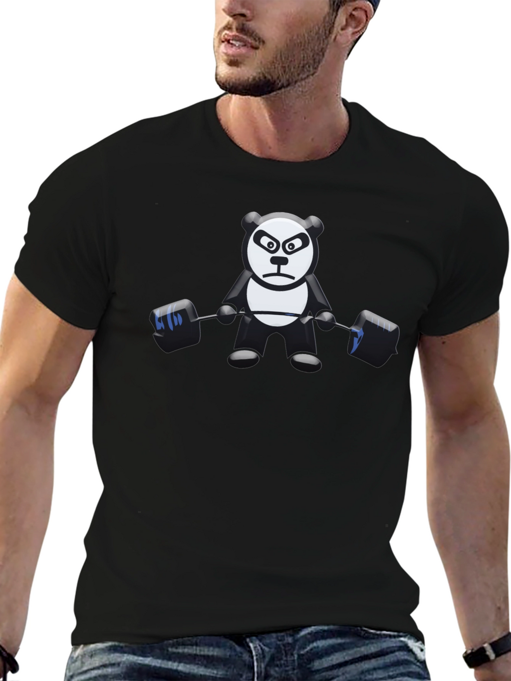 Weightlifting Panda Black T-Shirt