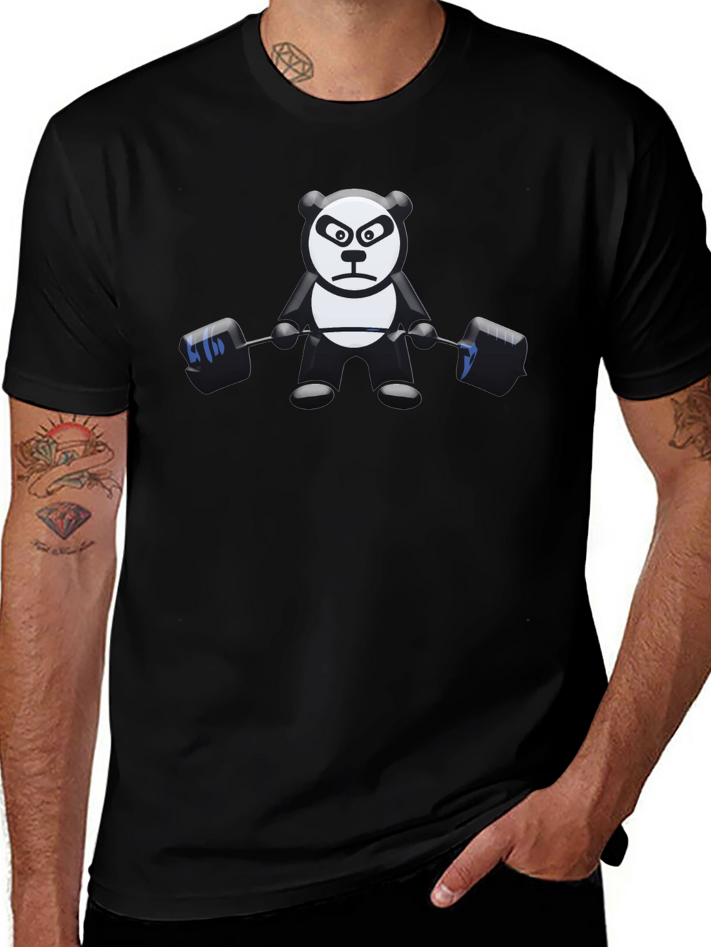 Weightlifting Panda Black T-Shirt