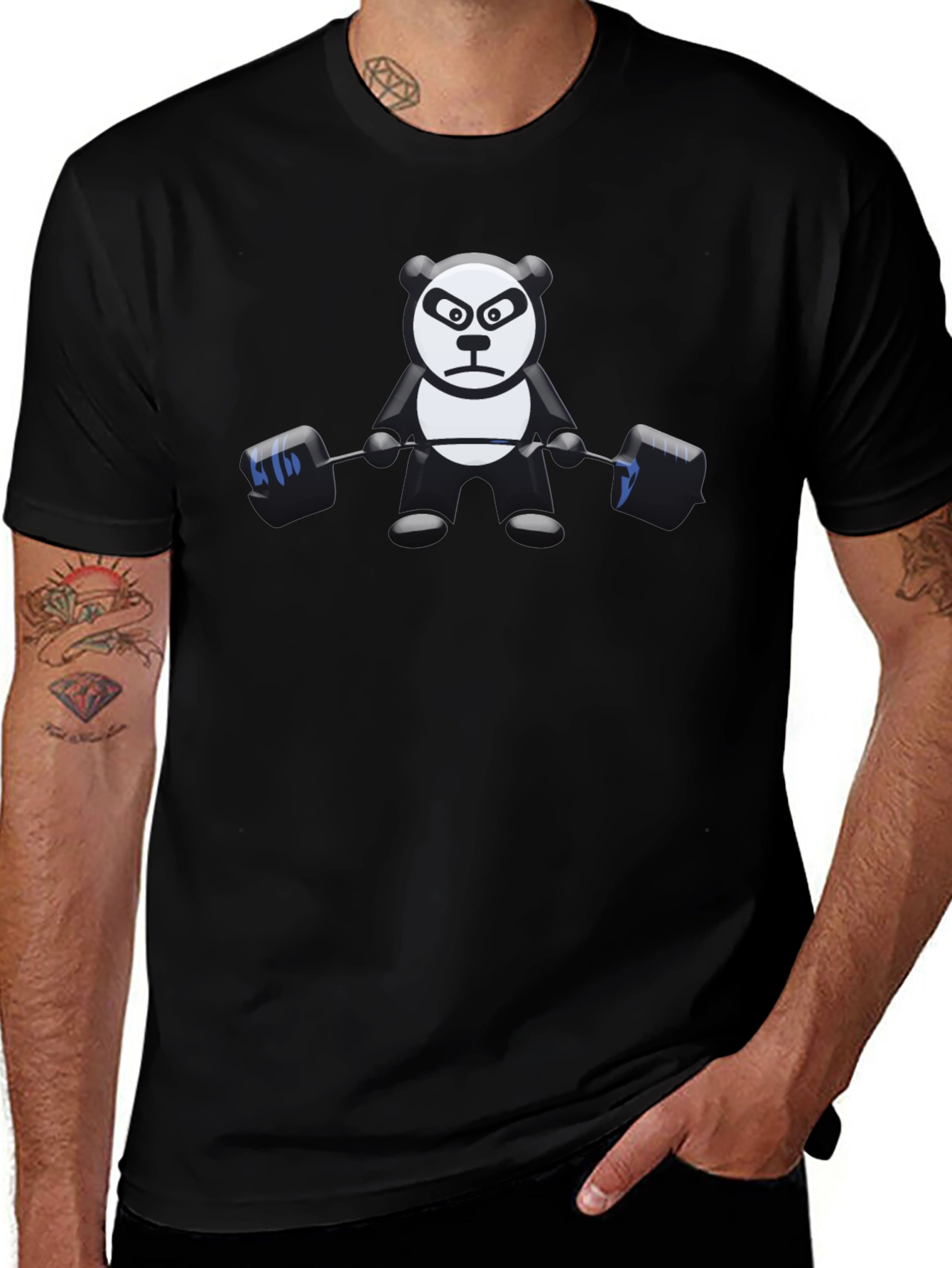 Weightlifting Panda Black T-Shirt
