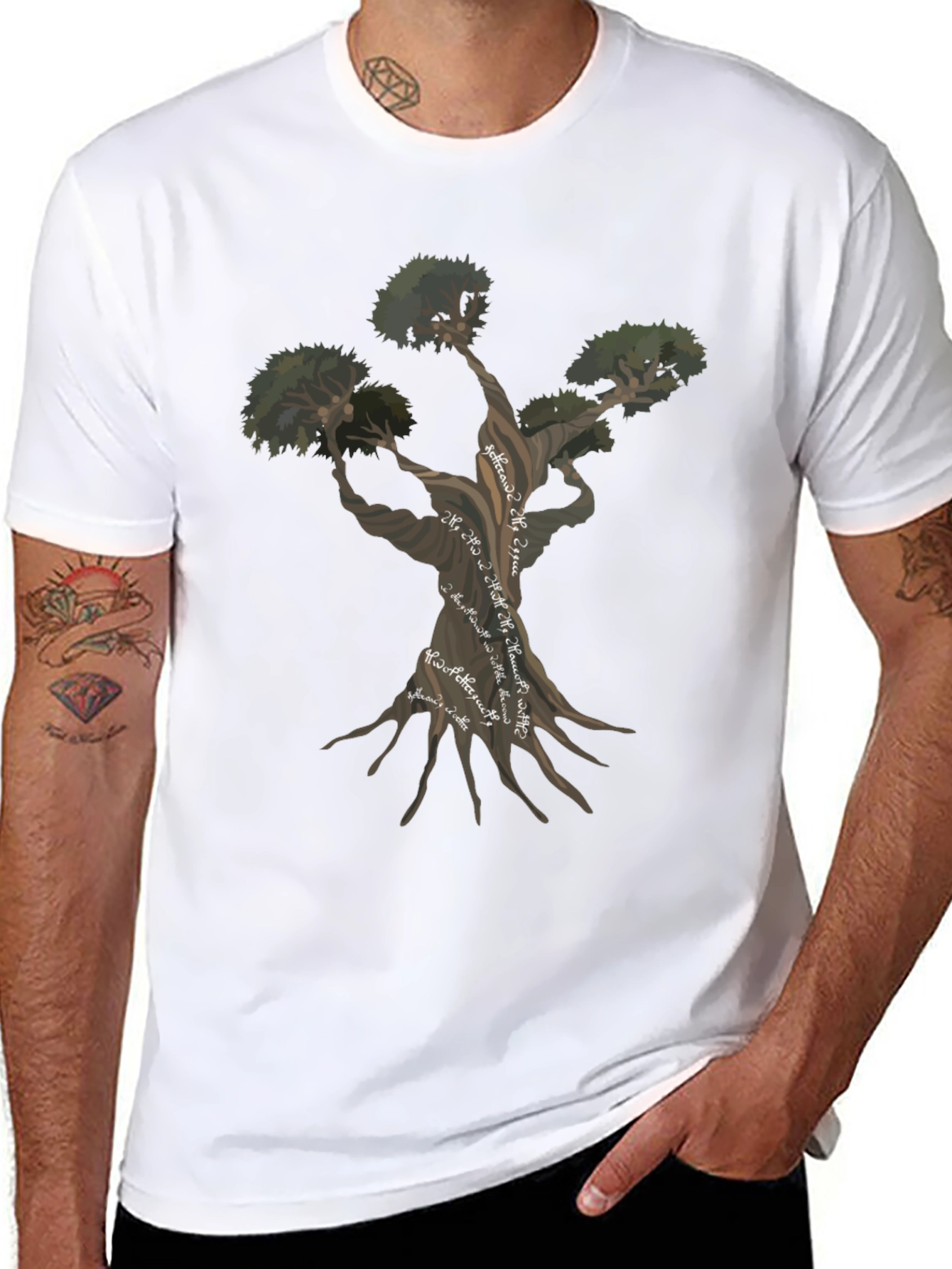 Unique Tree Graphic Black T-Shirt