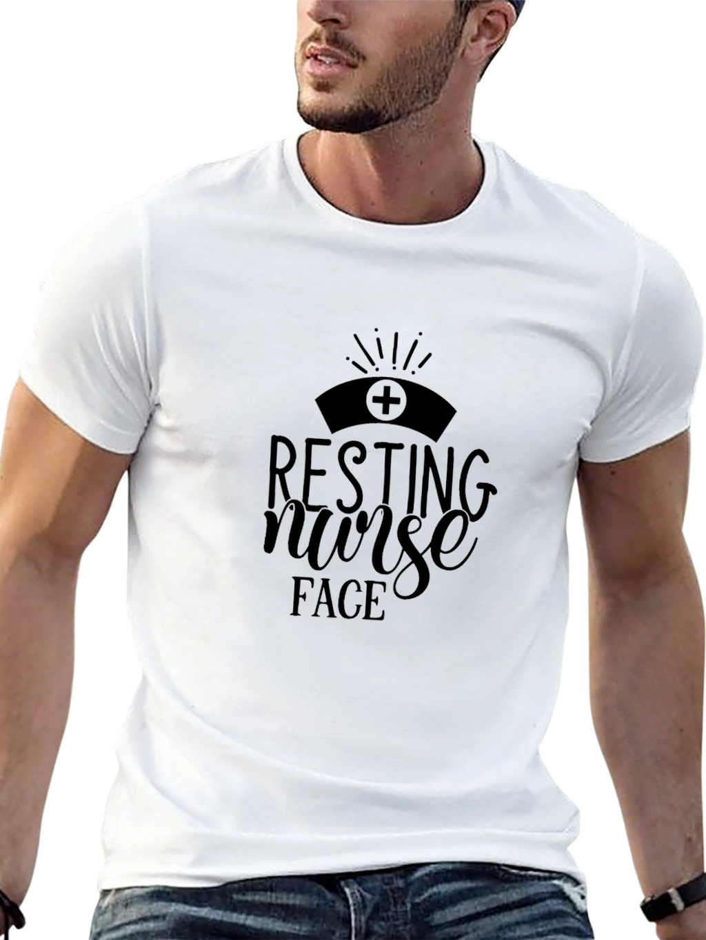 Resting Nurse Face Black T-Shirt - Healthcare Apparel