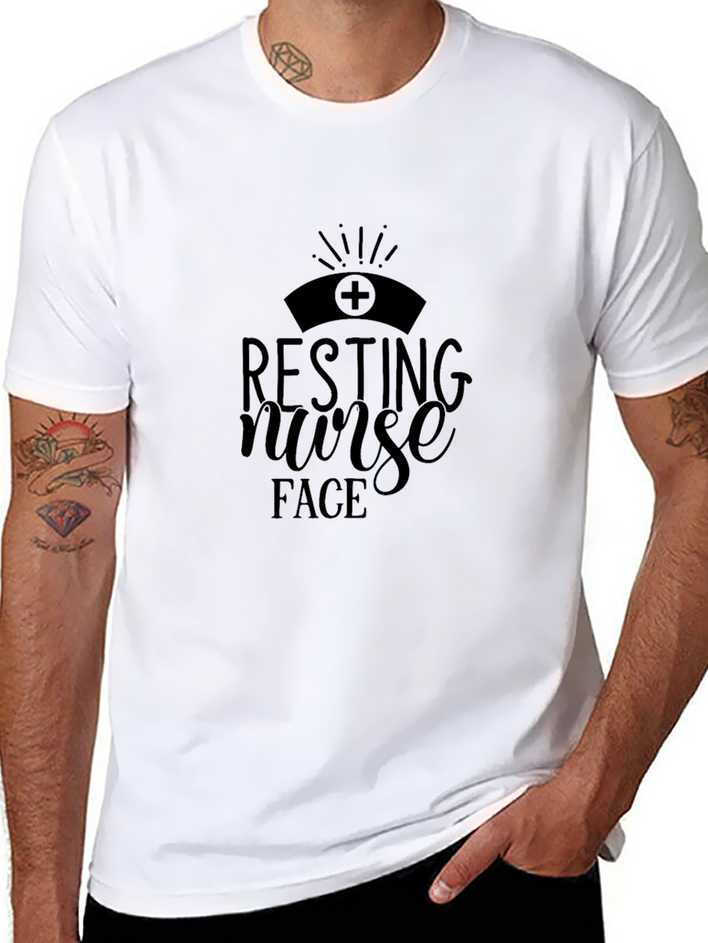 Resting Nurse Face Black T-Shirt - Healthcare Apparel