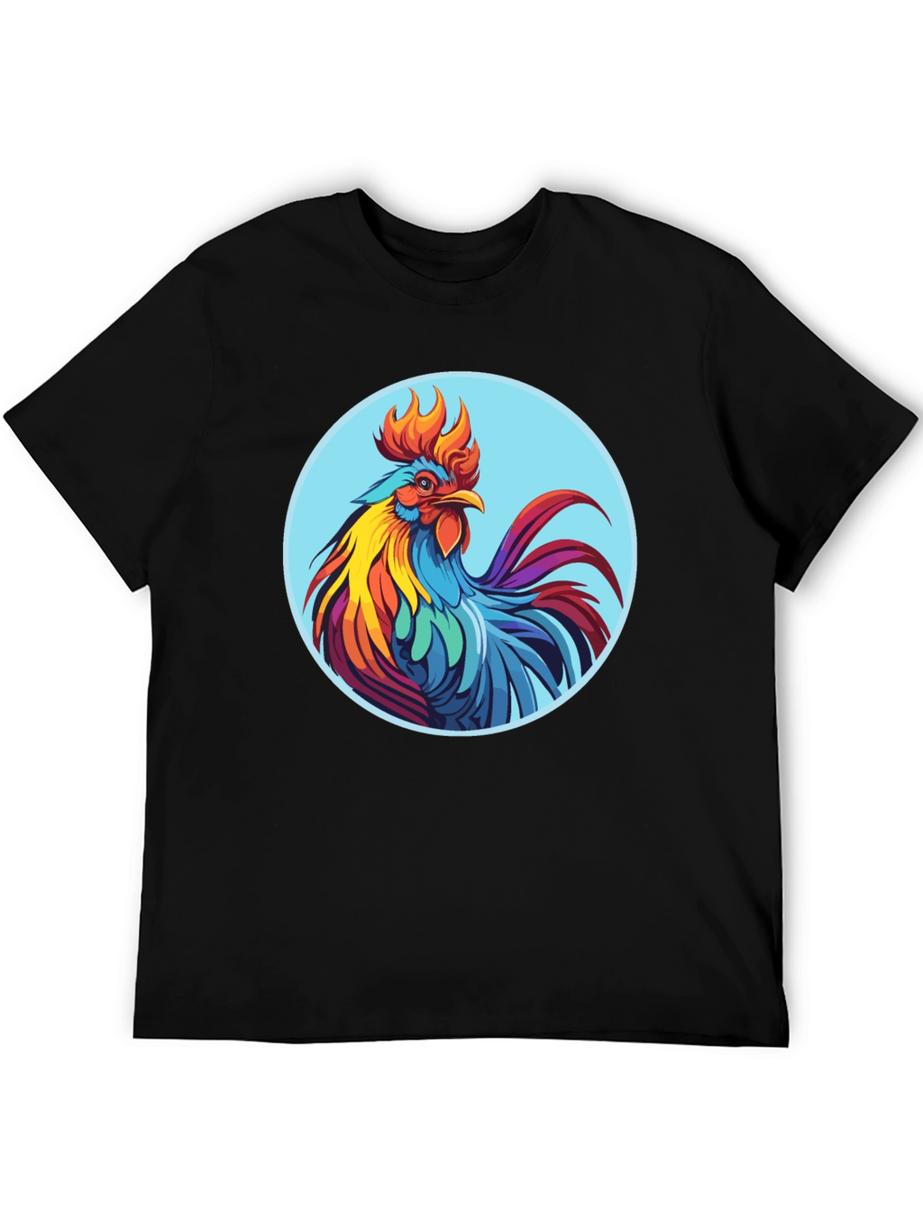 Rooster Graphic Tee - Bold Black Cotton T-Shirt