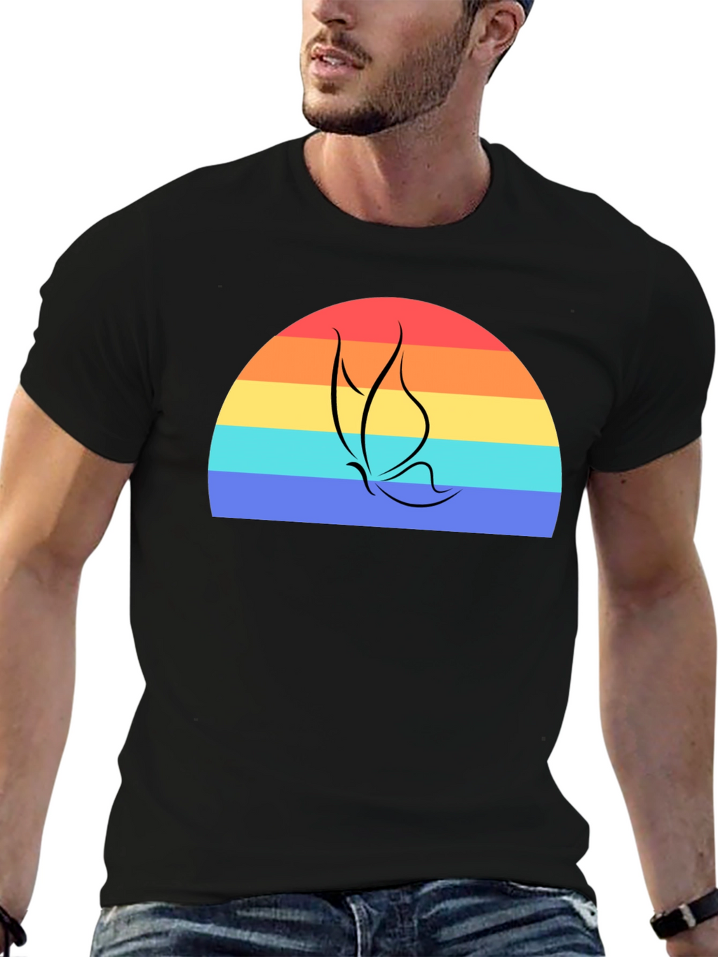Retro Butterfly Sunset Graphic Tee
