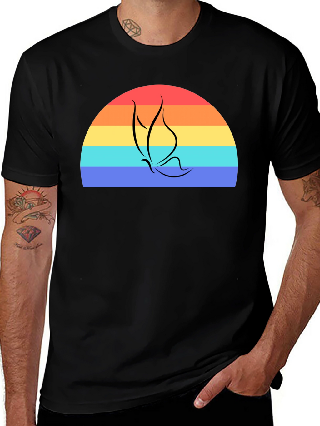 Retro Butterfly Sunset Graphic Tee
