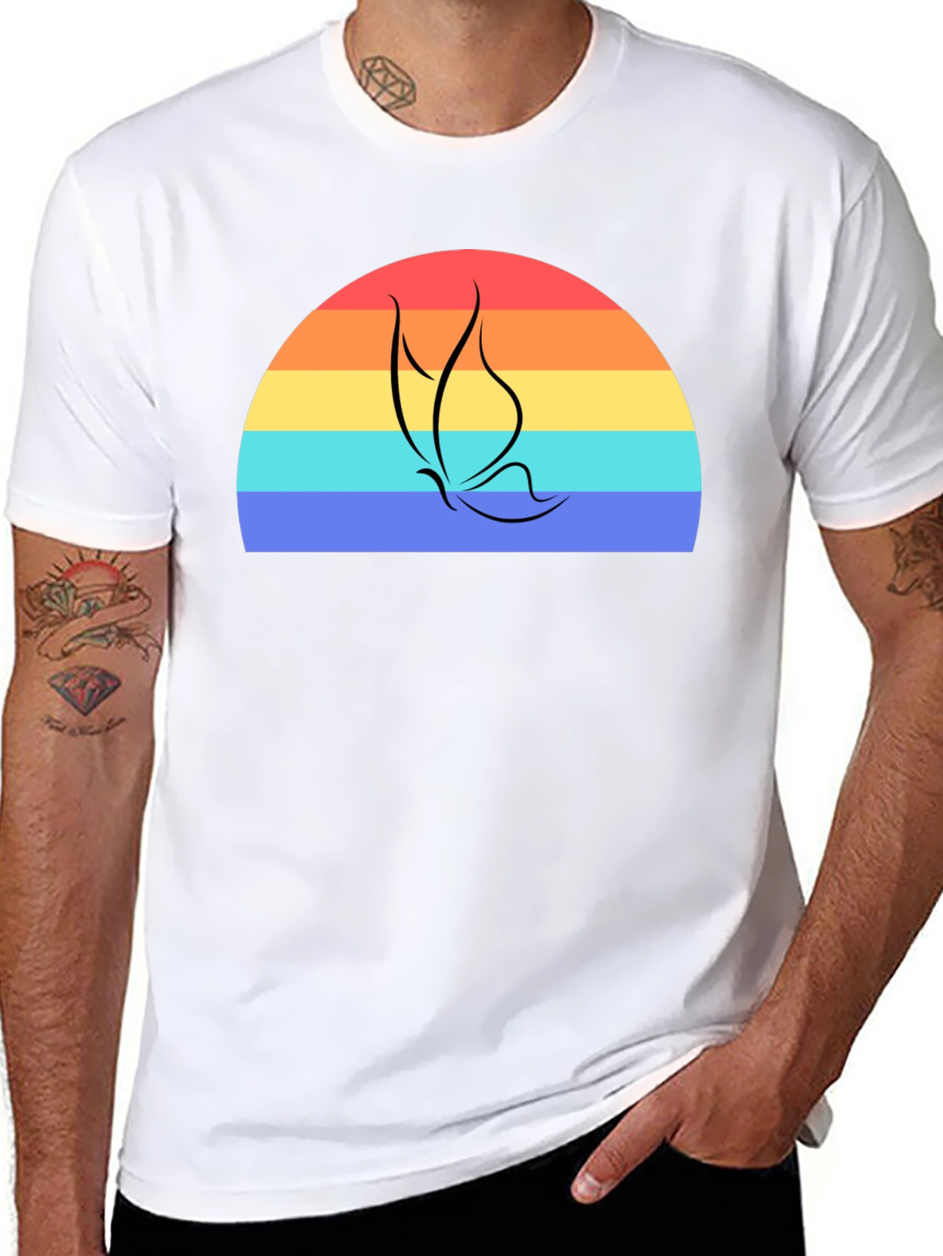 Retro Butterfly Sunset Graphic Tee