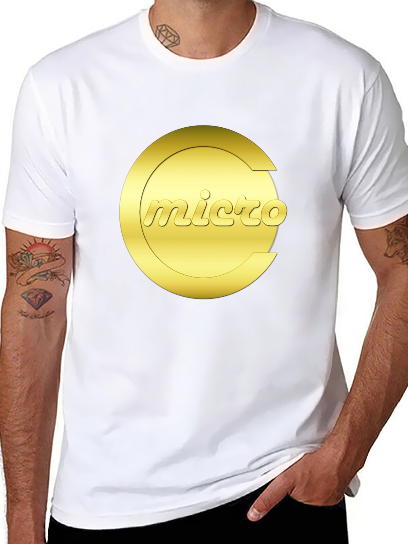 Micro Graphic Tee - Gold Logo Black T-Shirt