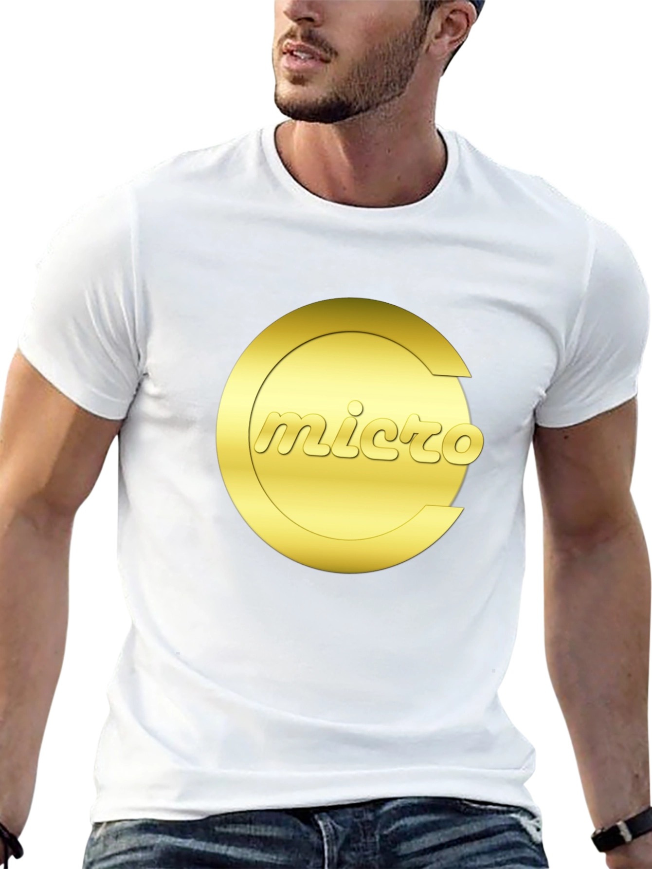 Micro Graphic Tee - Gold Logo Black T-Shirt