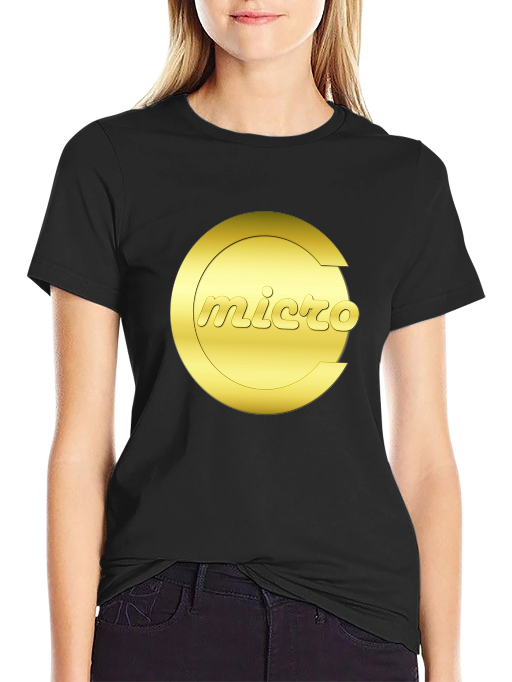 Micro Graphic Tee - Gold Logo Black T-Shirt