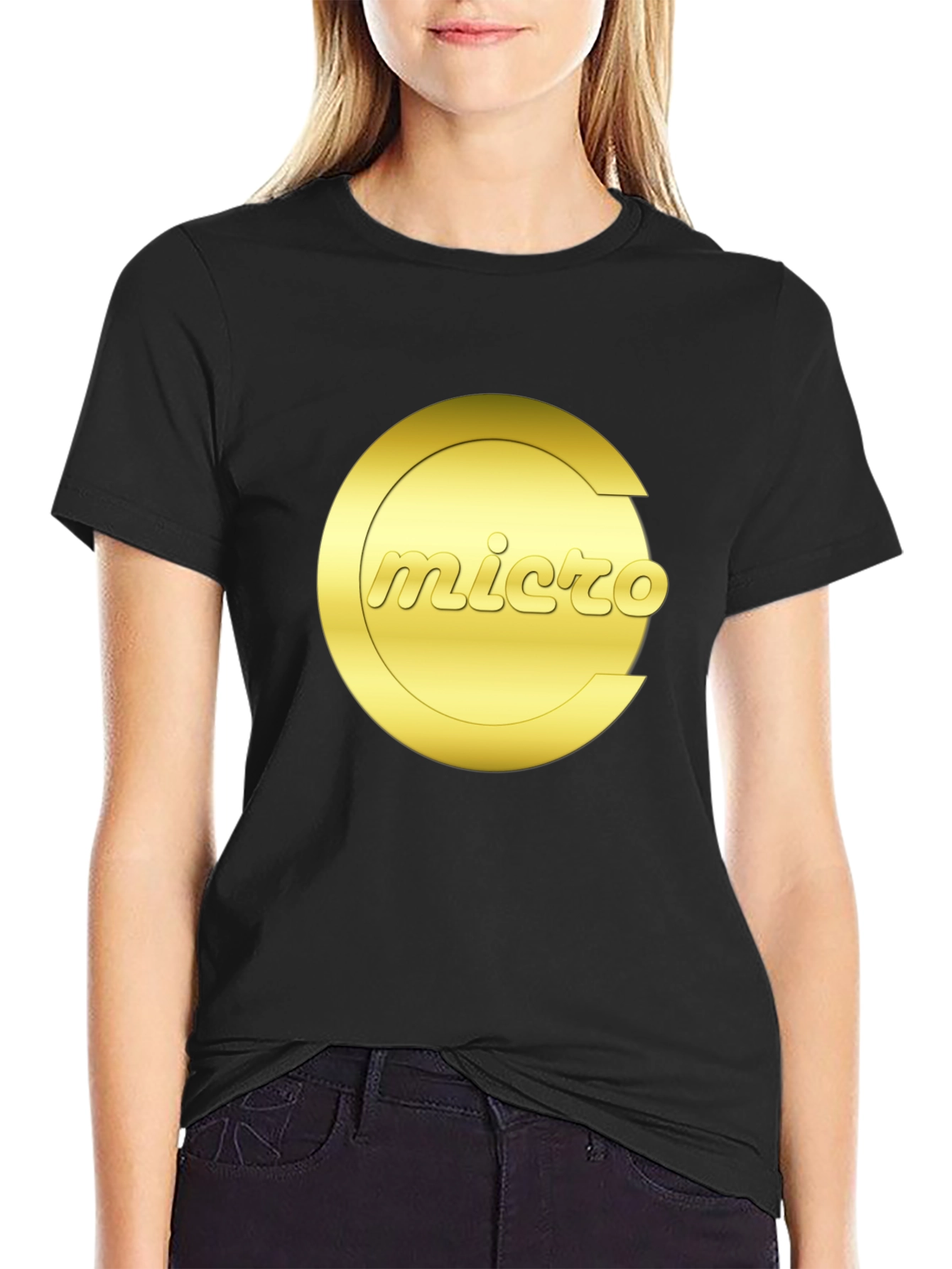 Micro Graphic Tee - Gold Logo Black T-Shirt