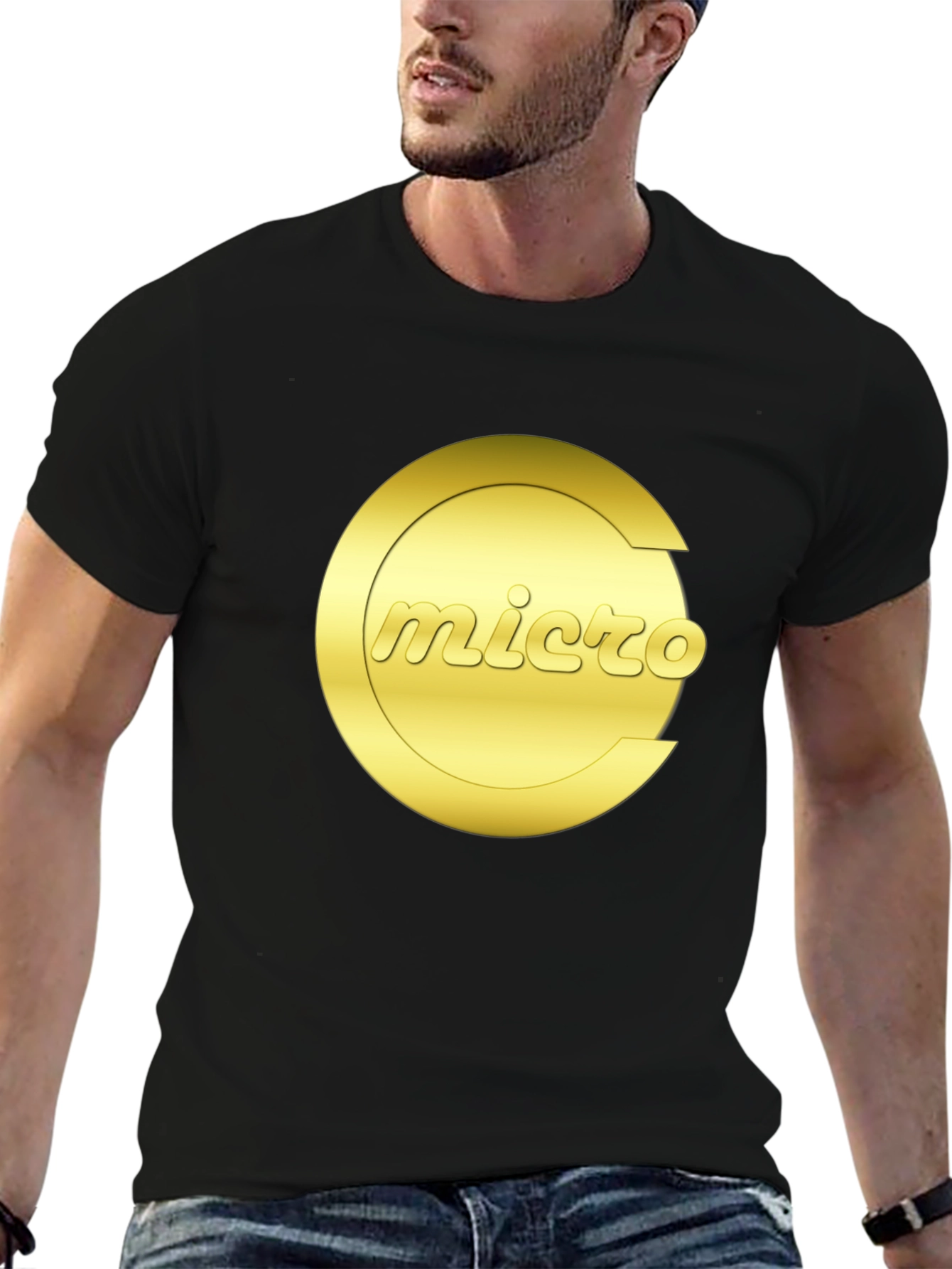 Micro Graphic Tee - Gold Logo Black T-Shirt