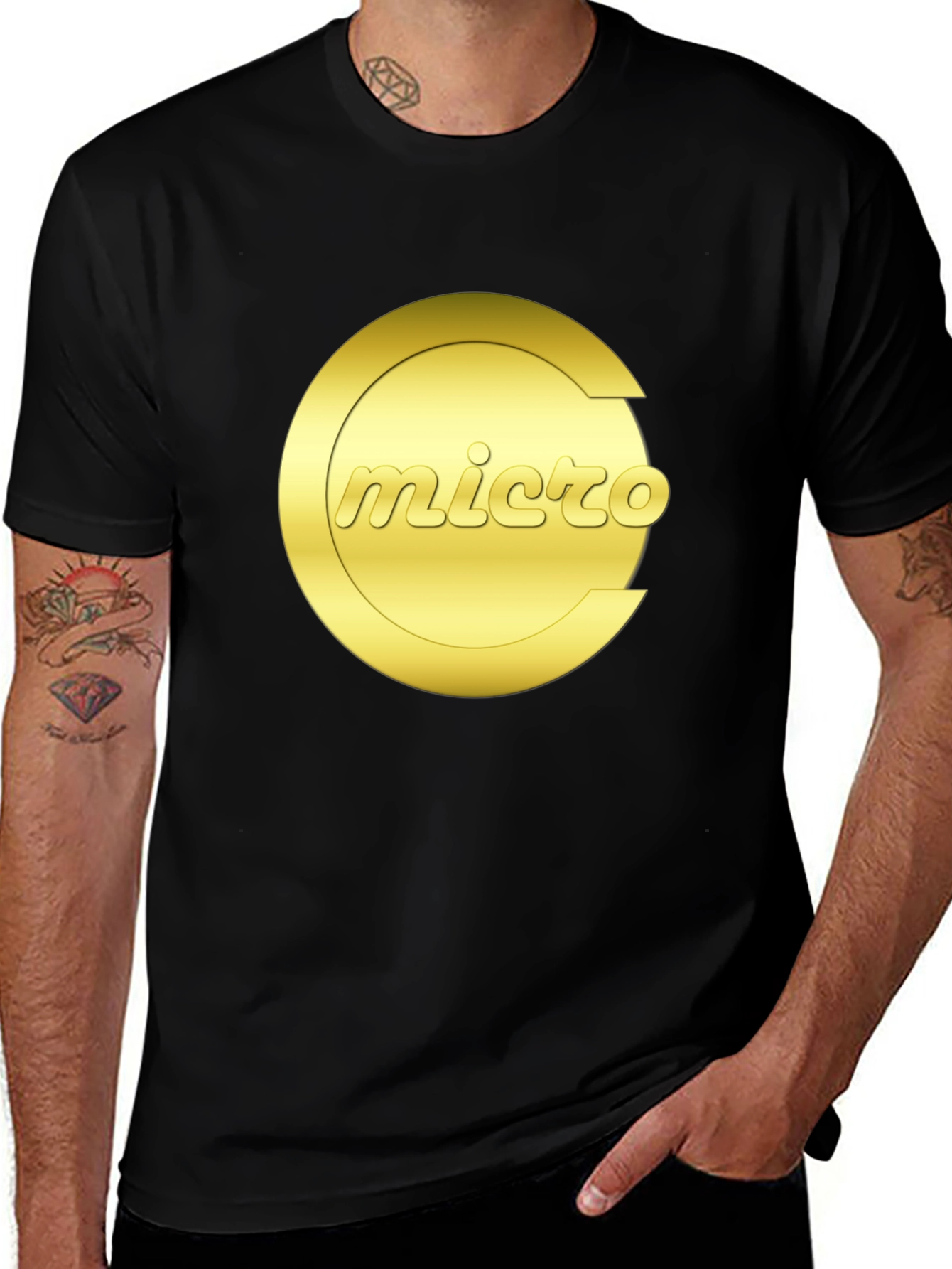 Micro Graphic Tee - Gold Logo Black T-Shirt