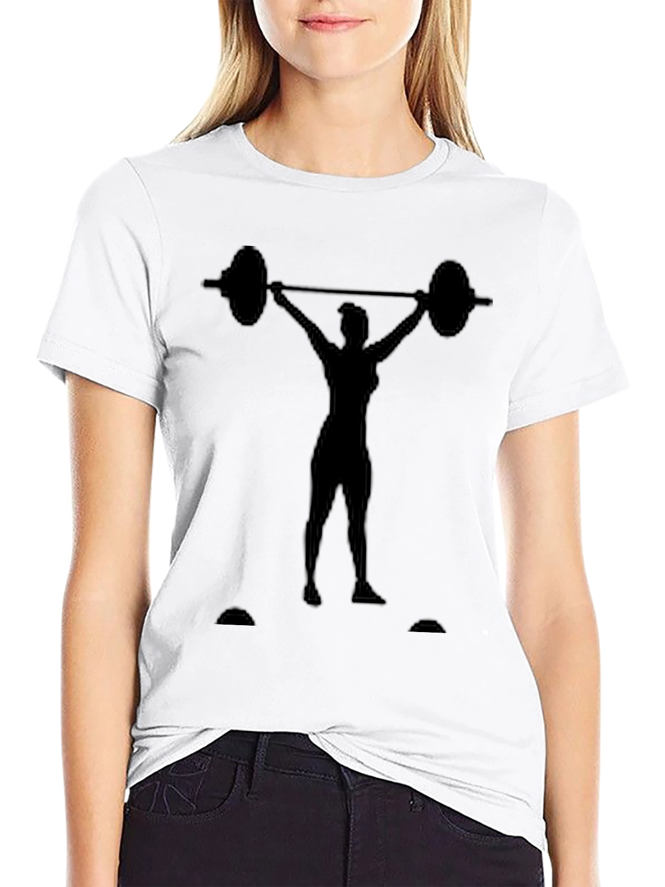 Weightlifting Womans Silhouette Graphic Tee - Black