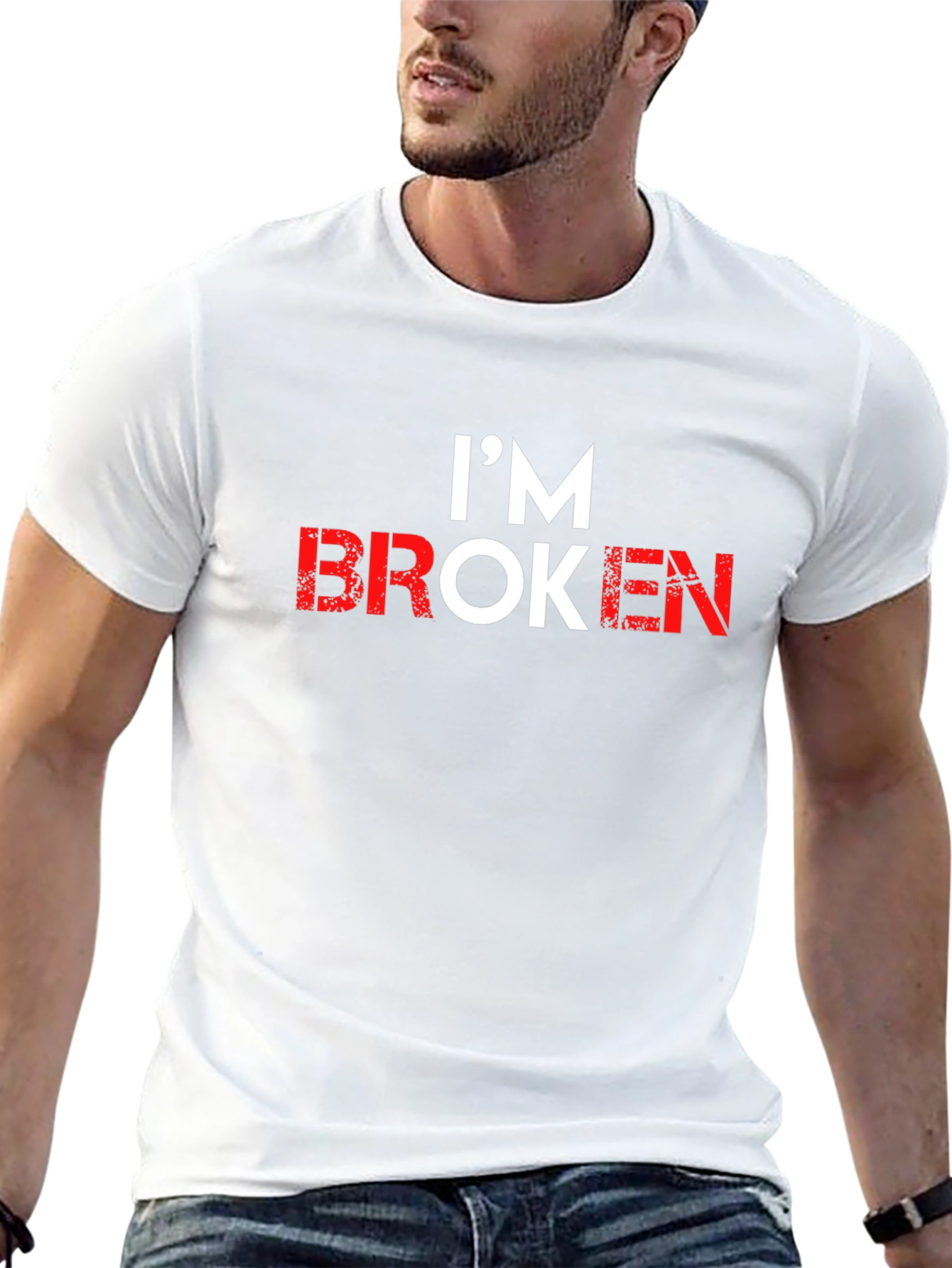 Im Broken Graphic Tee - Black Crew Neck T-Shirt