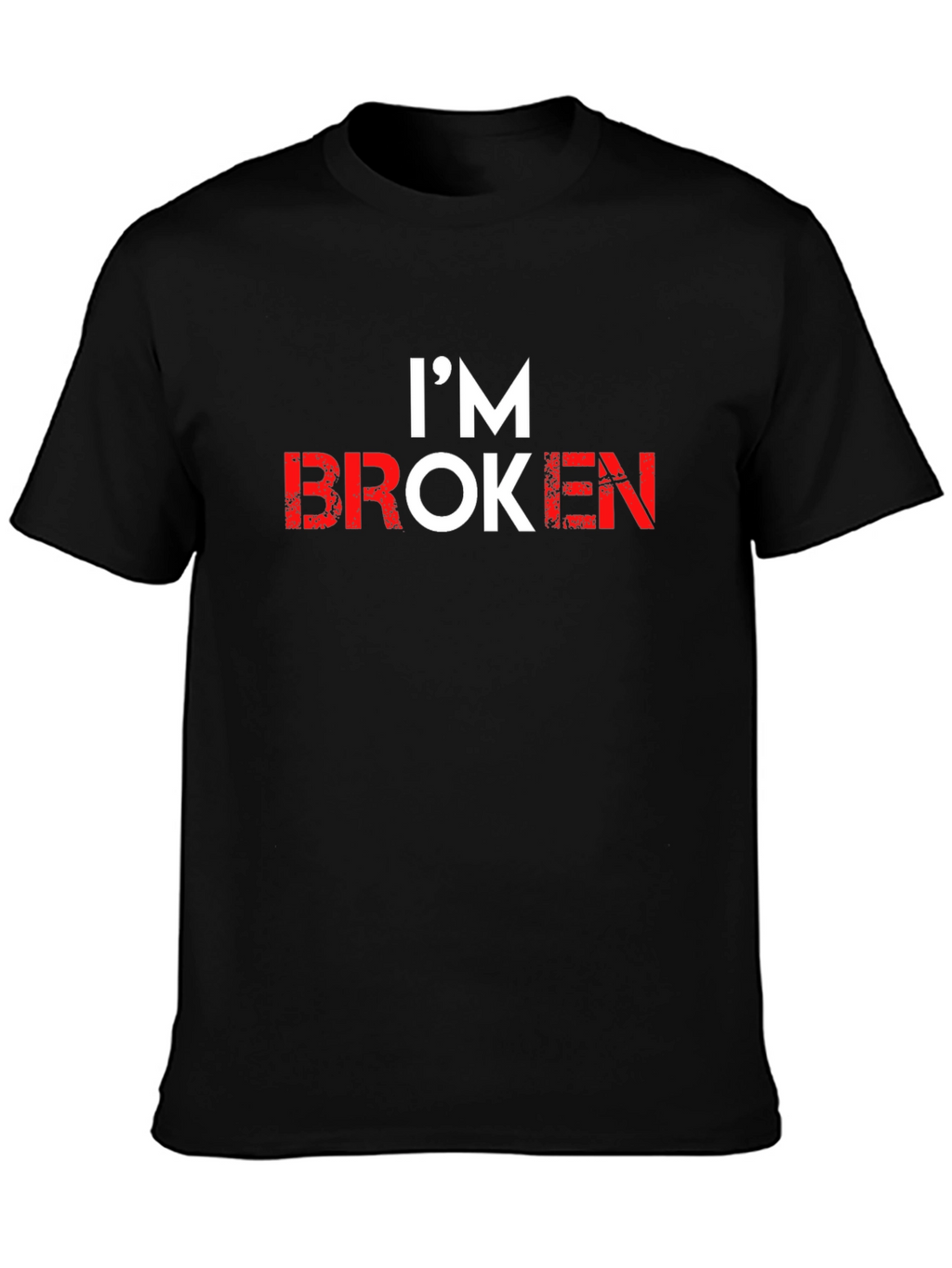 Im Broken Graphic Tee - Black Crew Neck T-Shirt