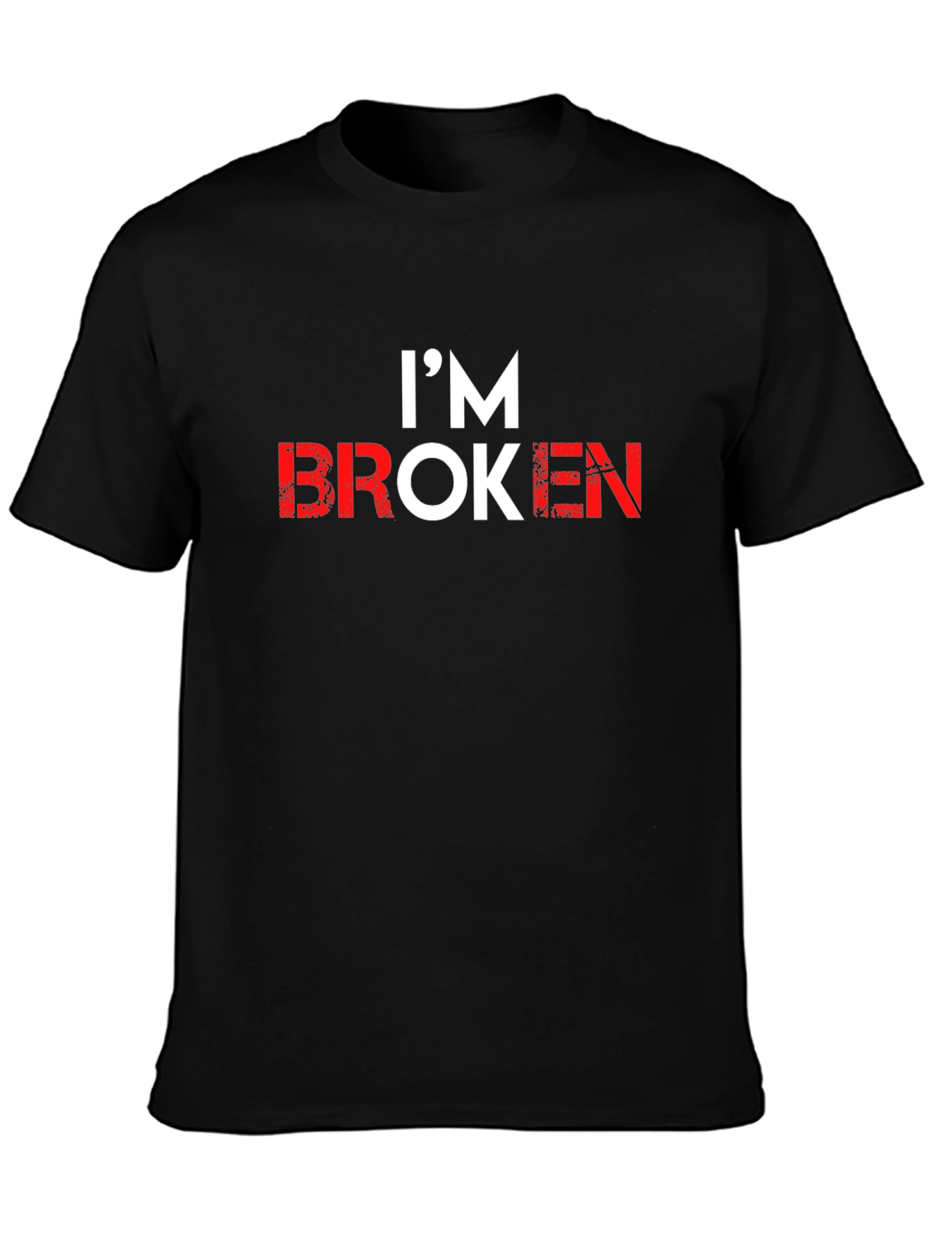 Im Broken Graphic Tee - Black Crew Neck T-Shirt