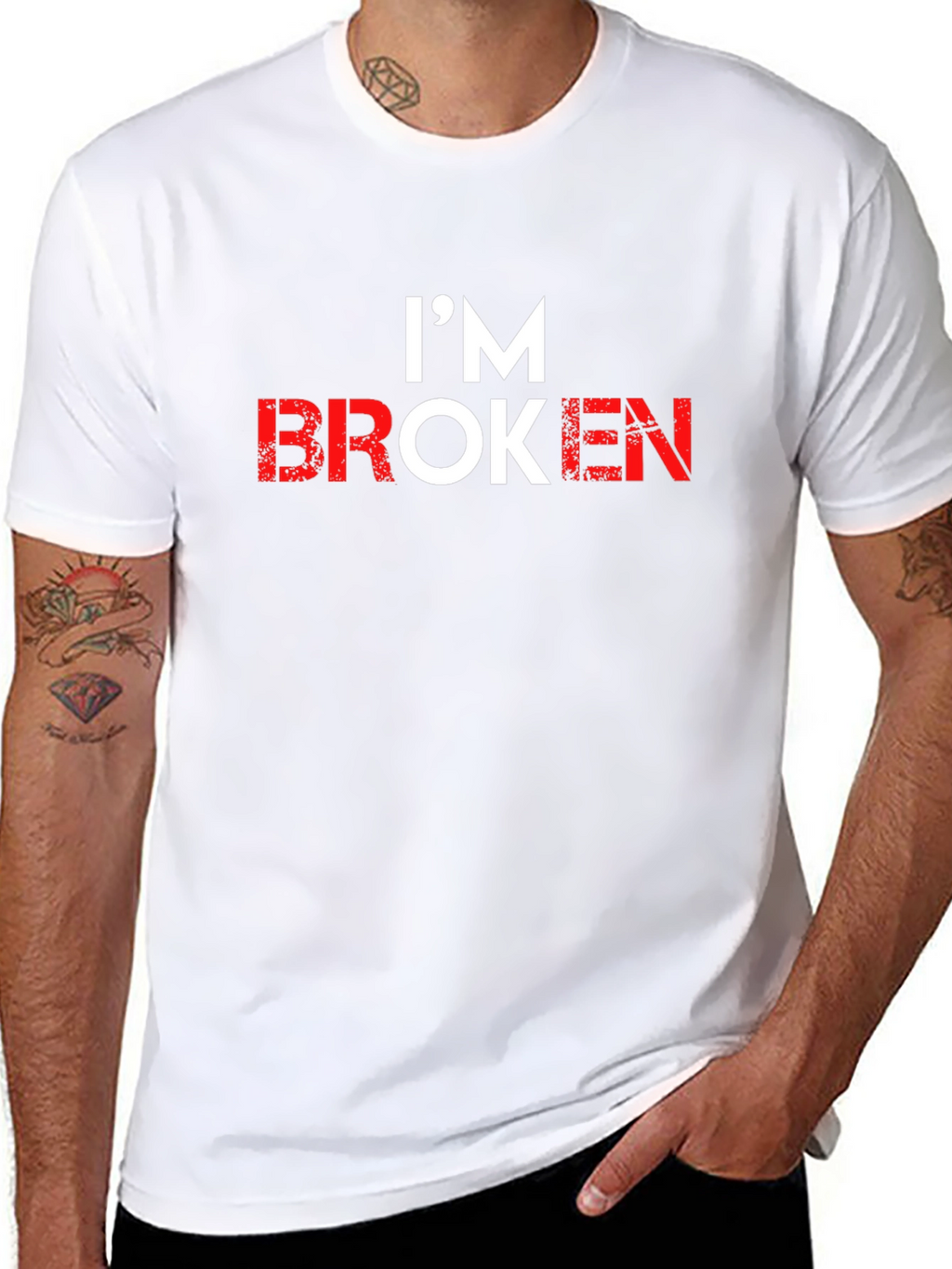 Im Broken Graphic Tee - Black Crew Neck T-Shirt