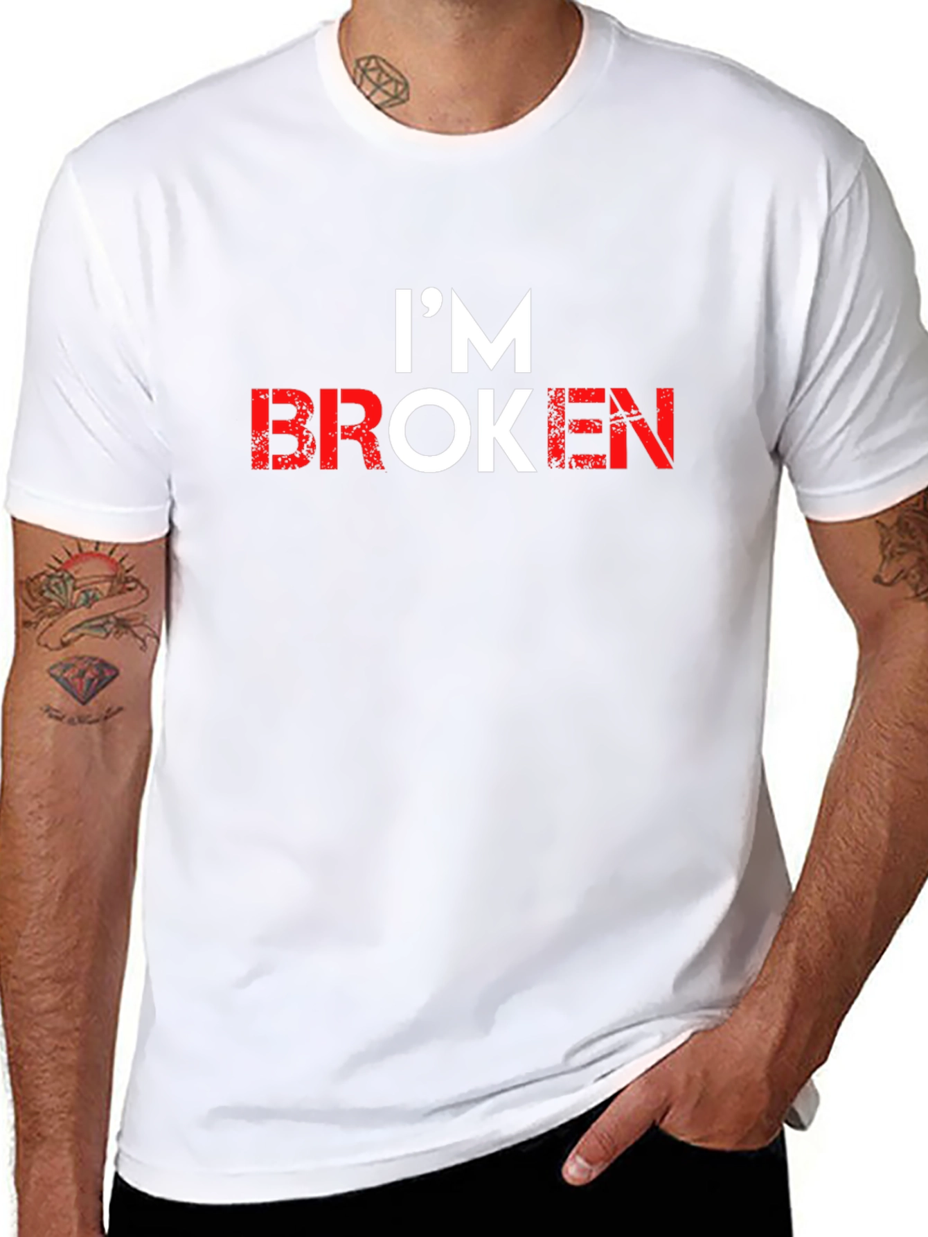Im Broken Graphic Tee - Black Crew Neck T-Shirt