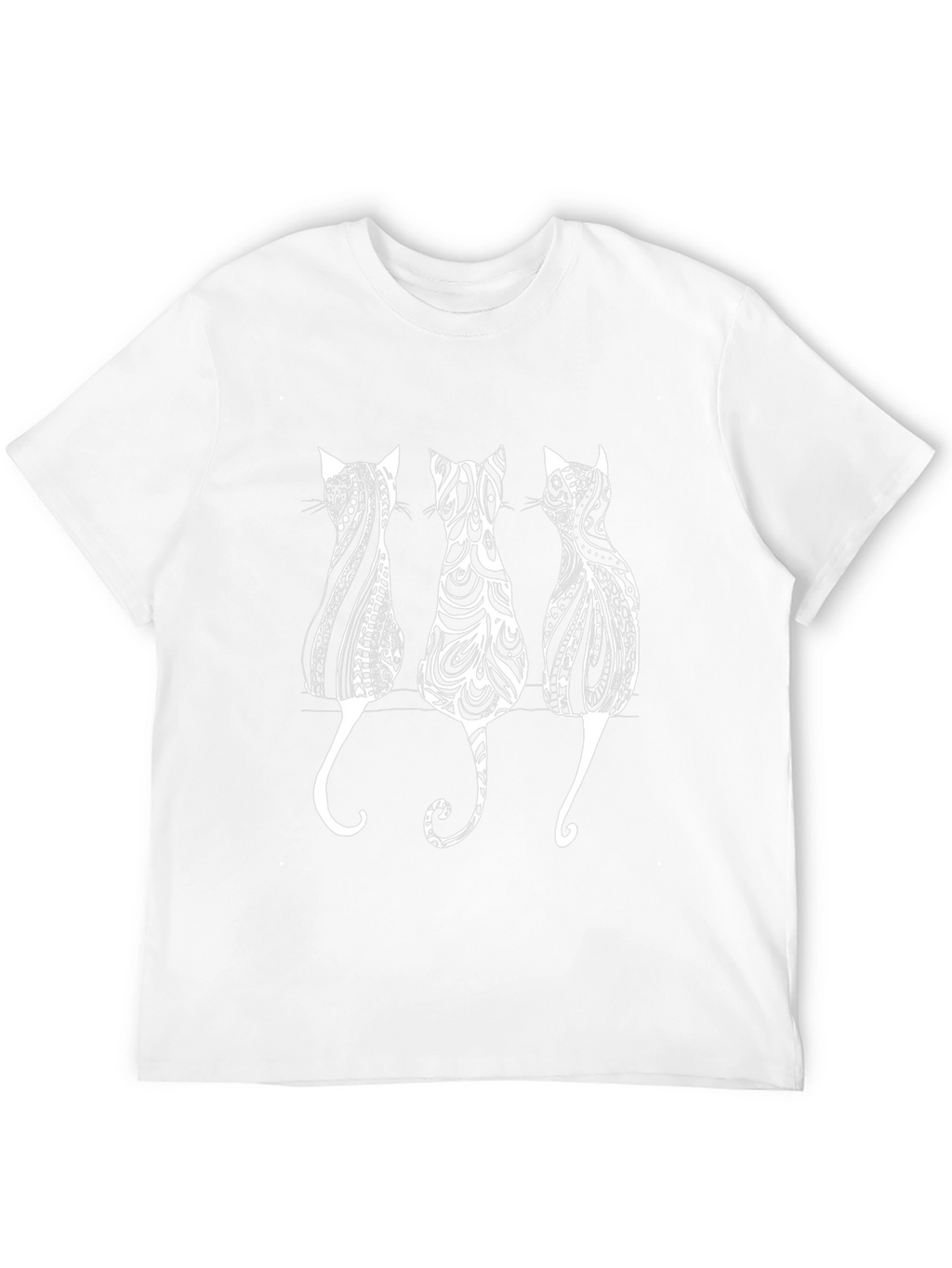 Stylish Cat Silhouette Graphic Print Tee