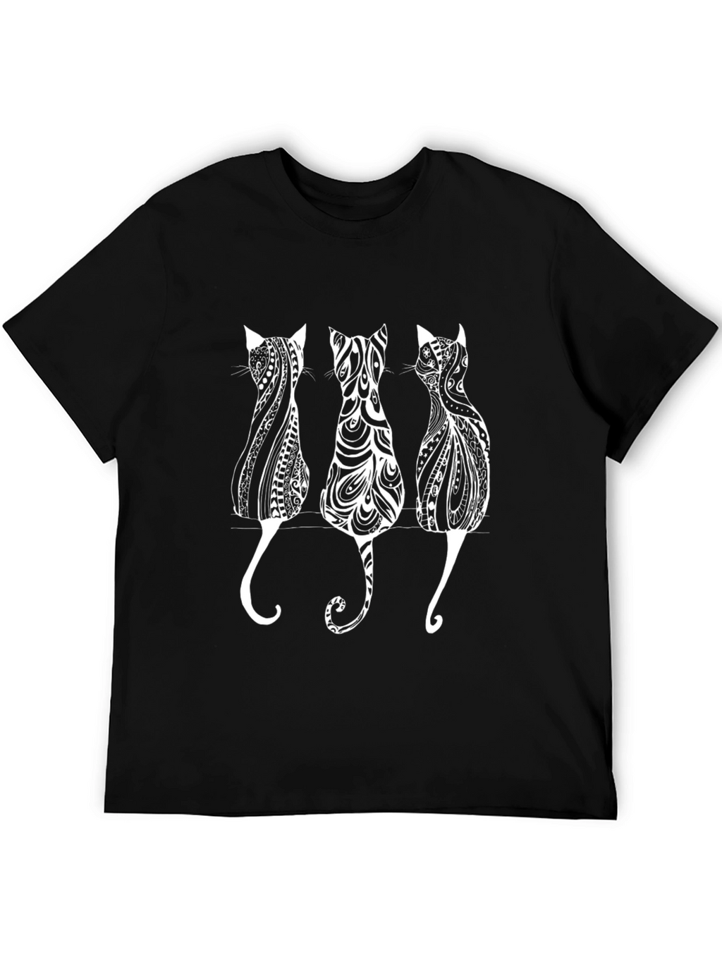 Stylish Cat Silhouette Graphic Print Tee